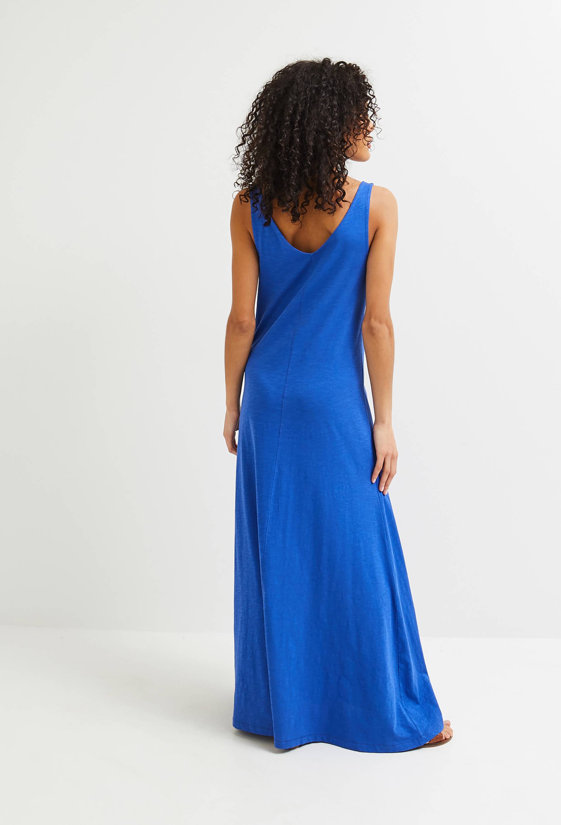 Robe longue unie en coton BIO GOTS, Bleu, large image number 1