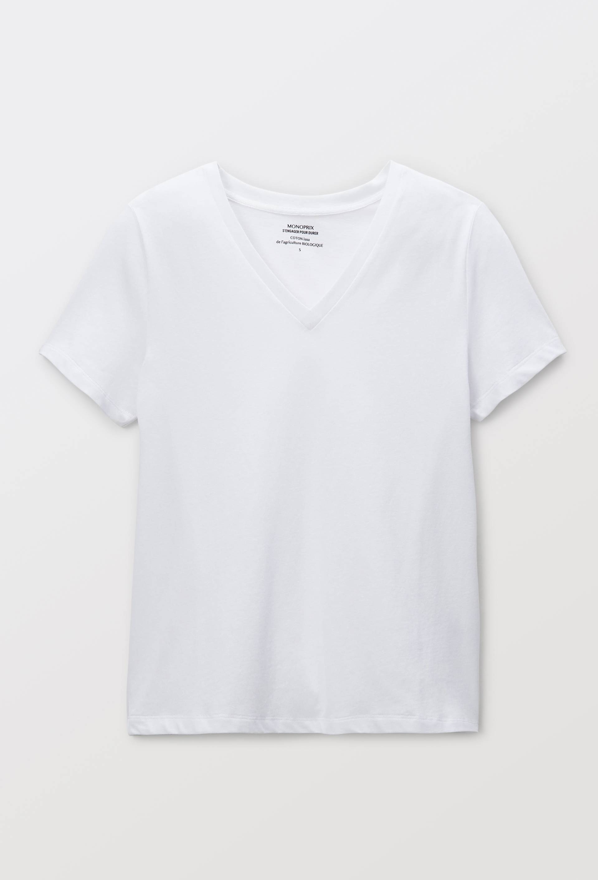 T-shirt manches courtes uni en coton BIO GOTS, Blanc, large image number 2