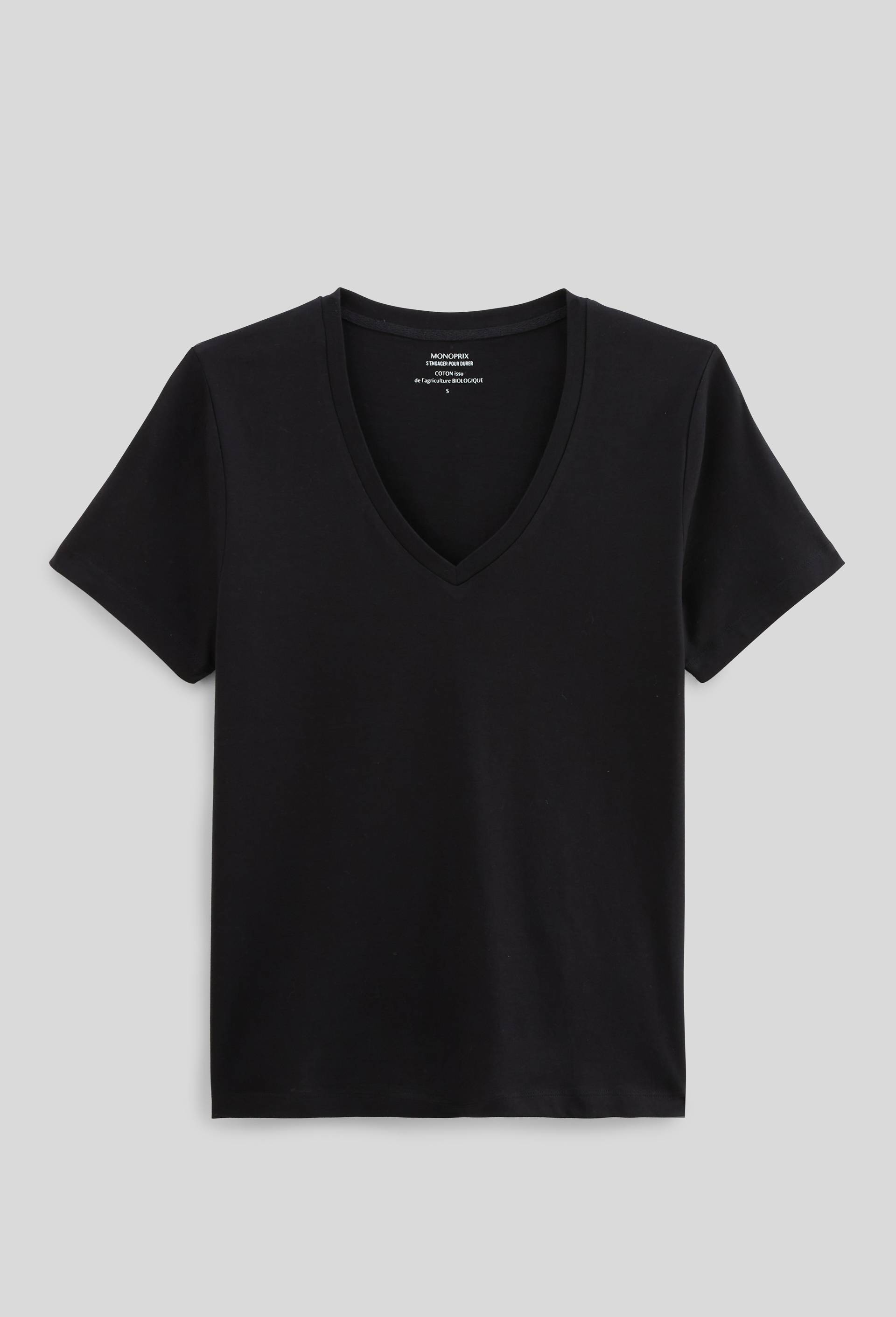 T-shirt manches courtes uni en coton BIO GOTS, Noir, large image number 3