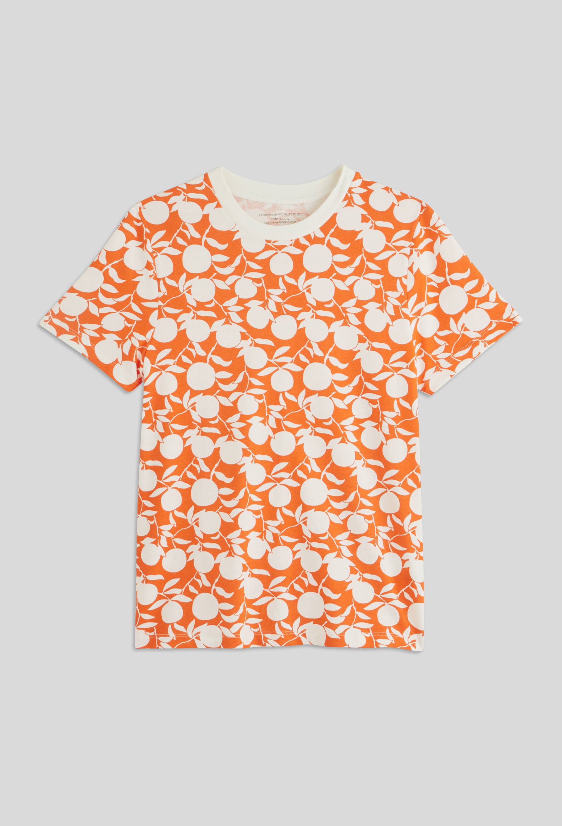 T-shirt imprimé en coton BIO, certifié OEKO-TEX, Orange, large image number 2