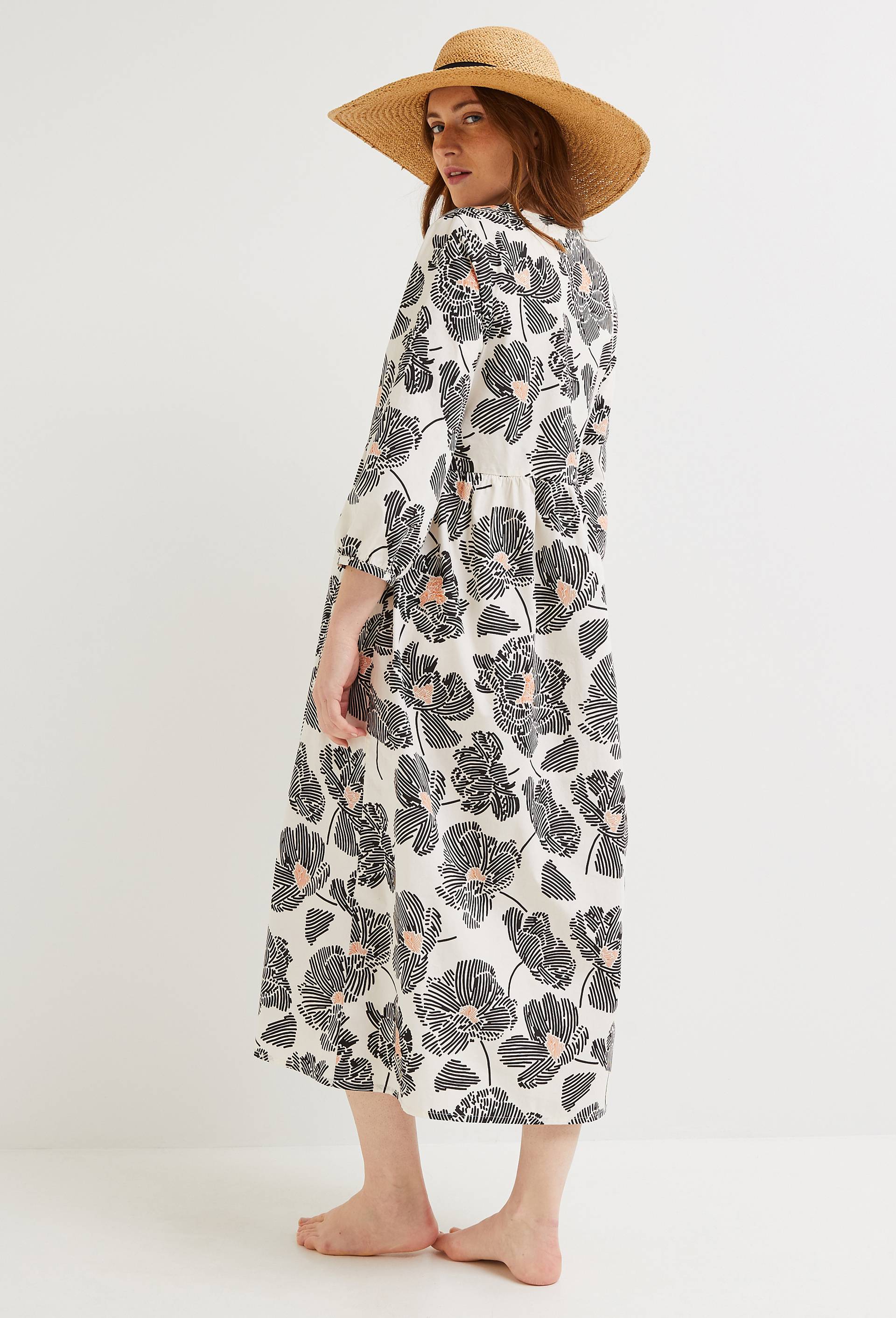 Robe ample imprimée en coton BIO, Beige clair, large image number 1