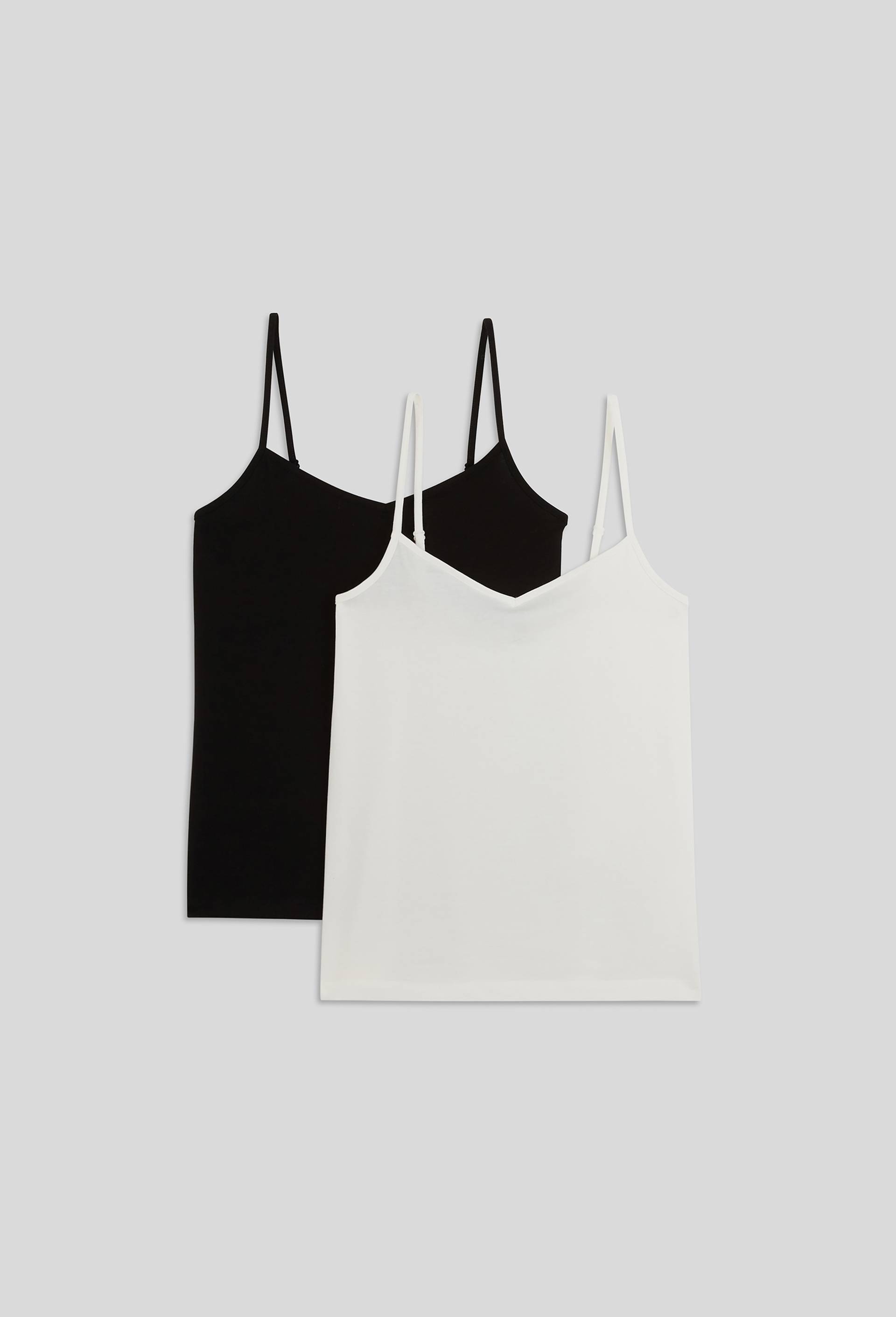 Lot de 2 caracos fines bretelles en coton BIO GOTS, Ecru, swatch image