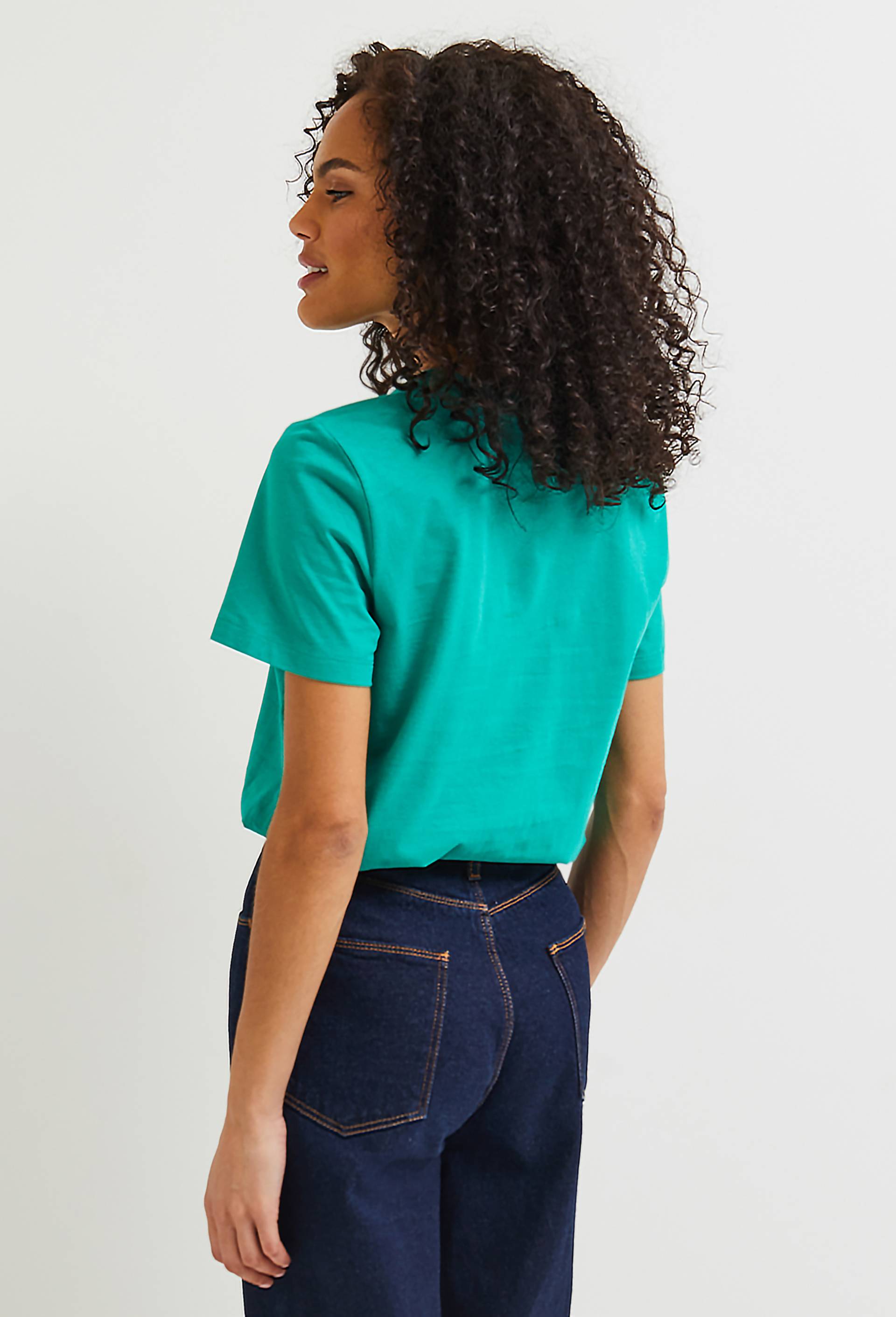 T-shirt manches courtes uni en coton BIO GOTS, Vert, large image number 1