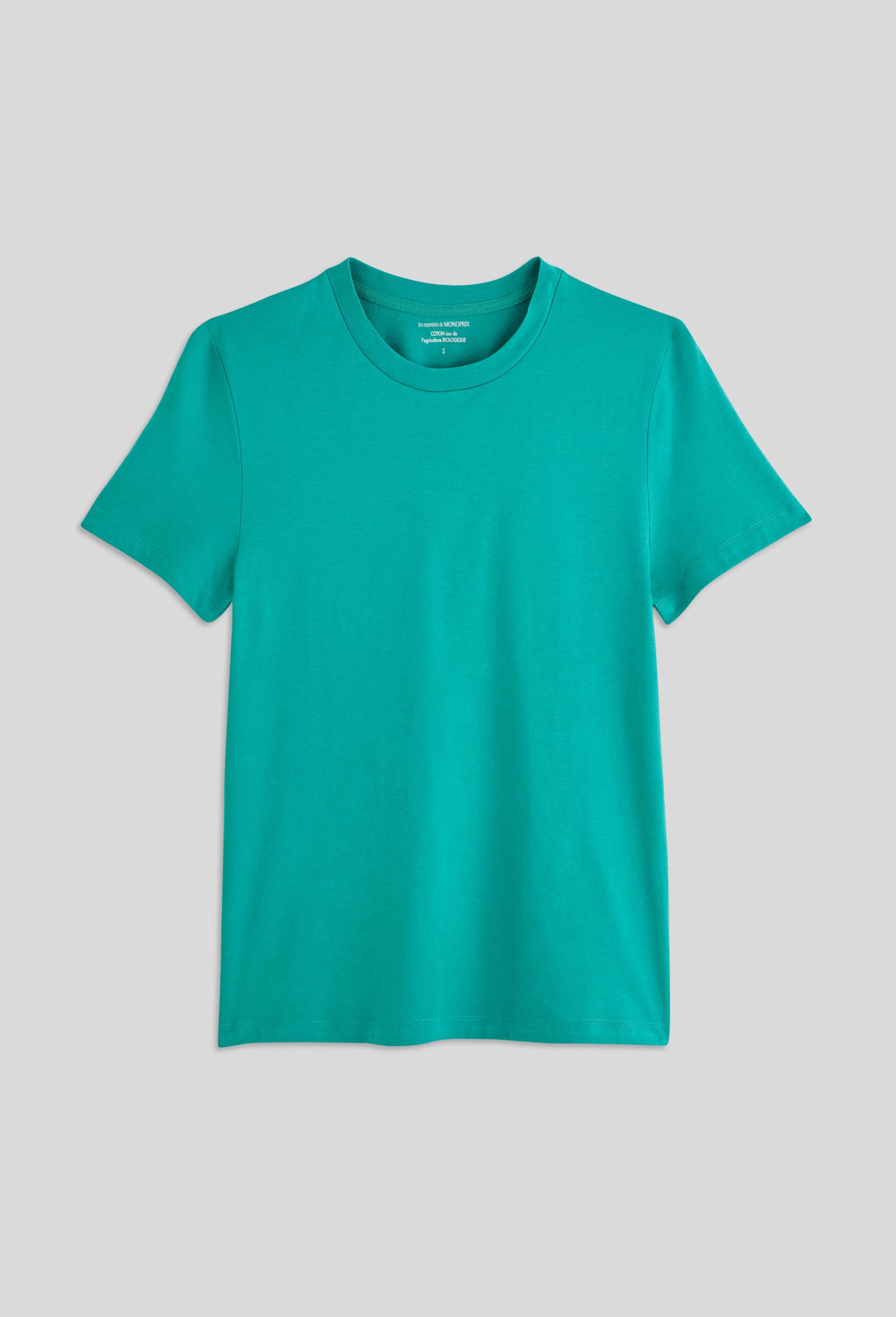 T-shirt manches courtes uni en coton BIO GOTS, Vert, large image number 2.0