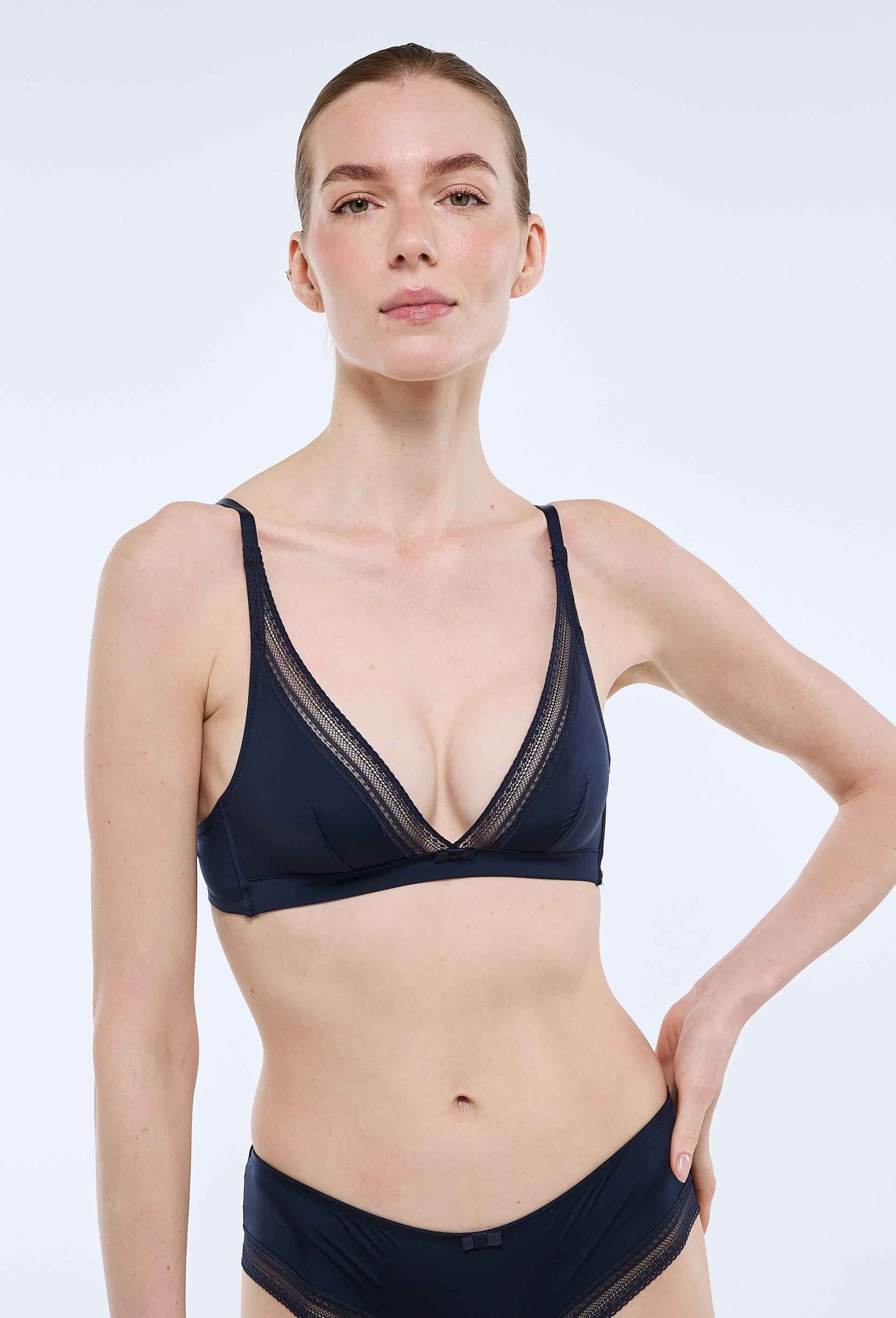 Soutien-gorge triangle foulard IRIS en microfibre, Bleu fonc&eacute;, large image number 0.0