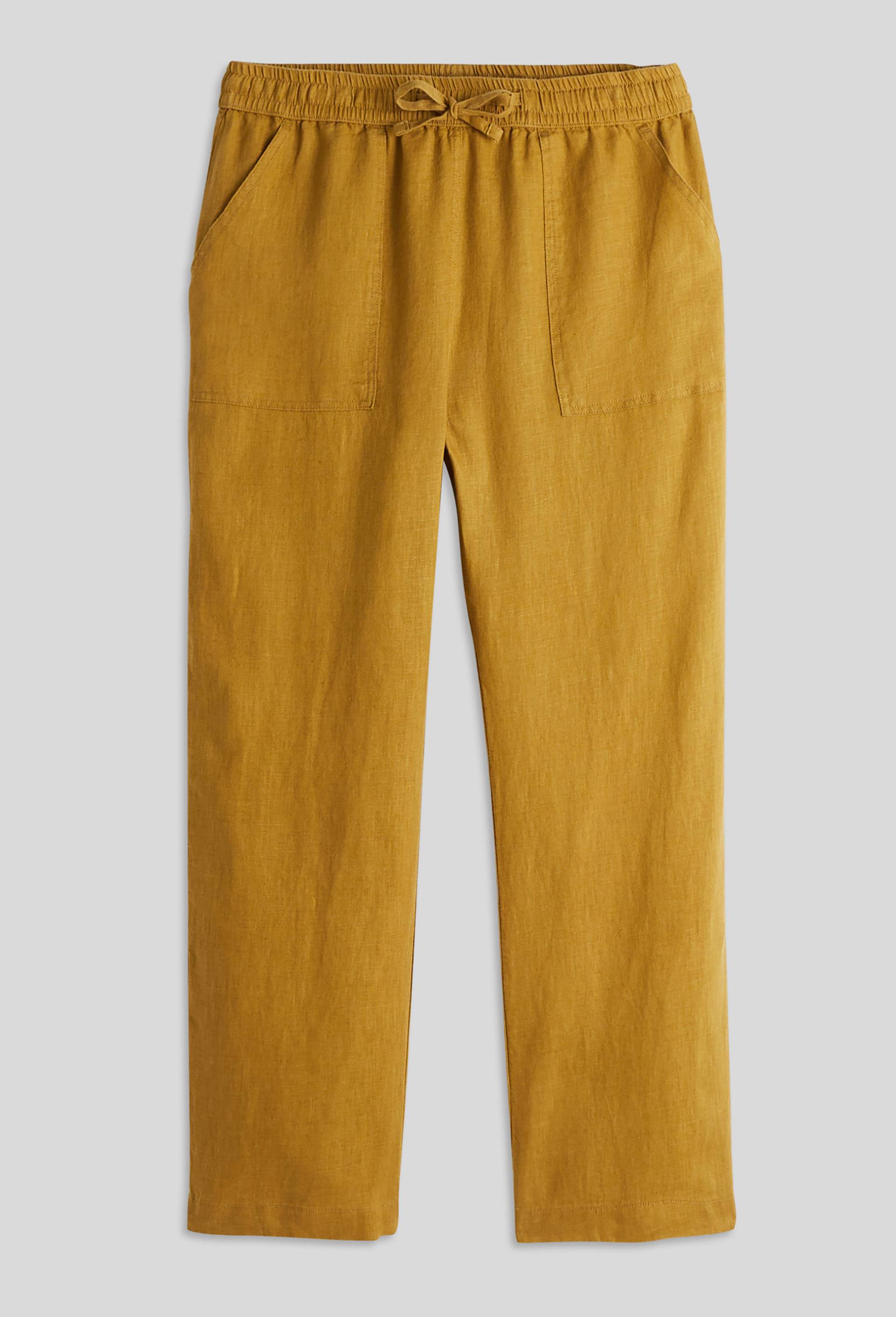 Pantalon taille élastiquée en lin, certifié European Flax, Jaune foncé, large image number 2