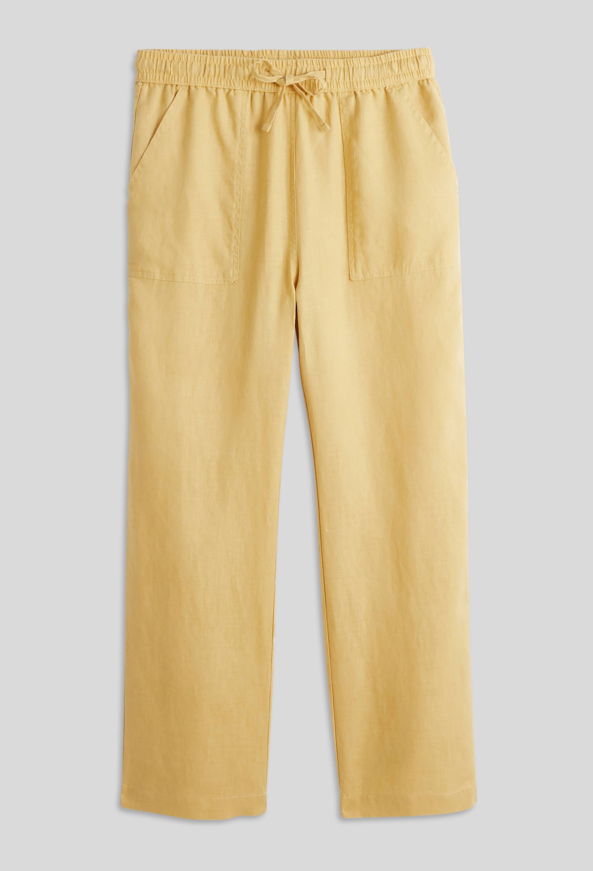 Pantalon taille élastiquée en lin, certifié European Flax, Jaune, large image number 2