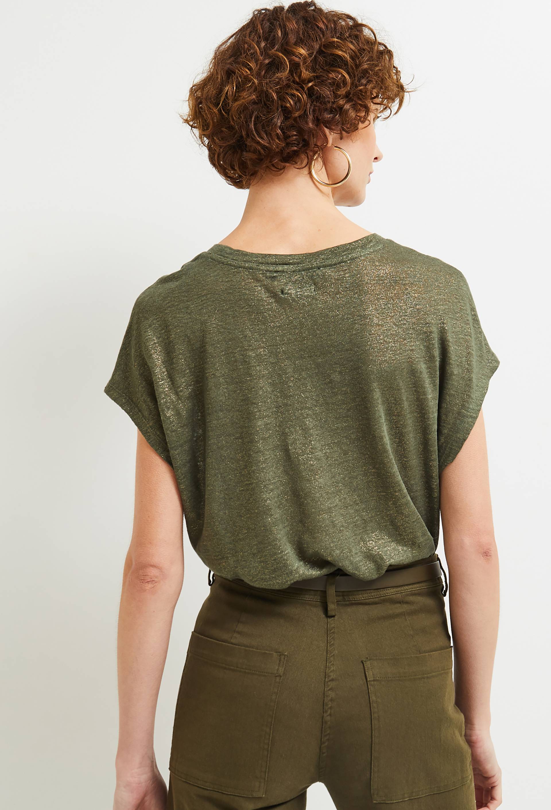 T-shirt irisé en lin, certifié European Flax, Vert foncé, large image number 3.0