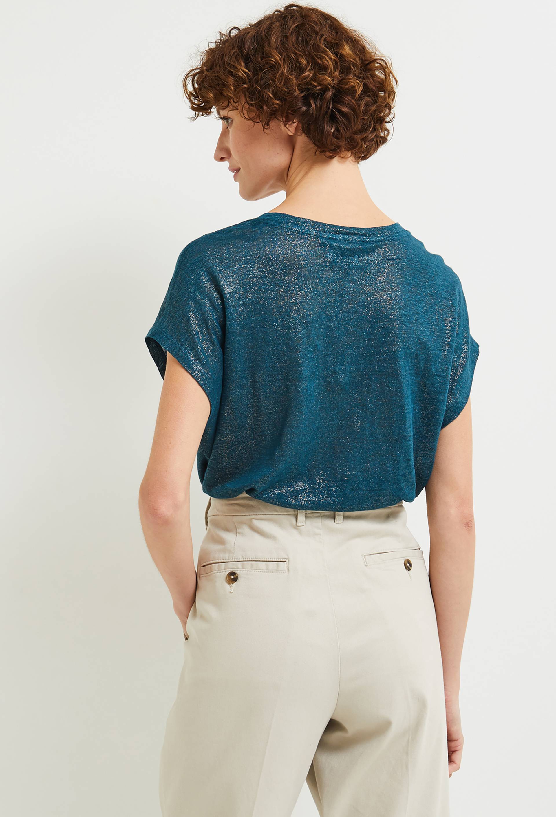 T-shirt irisé en lin, certifié European Flax, Bleu, large image number 1.0
