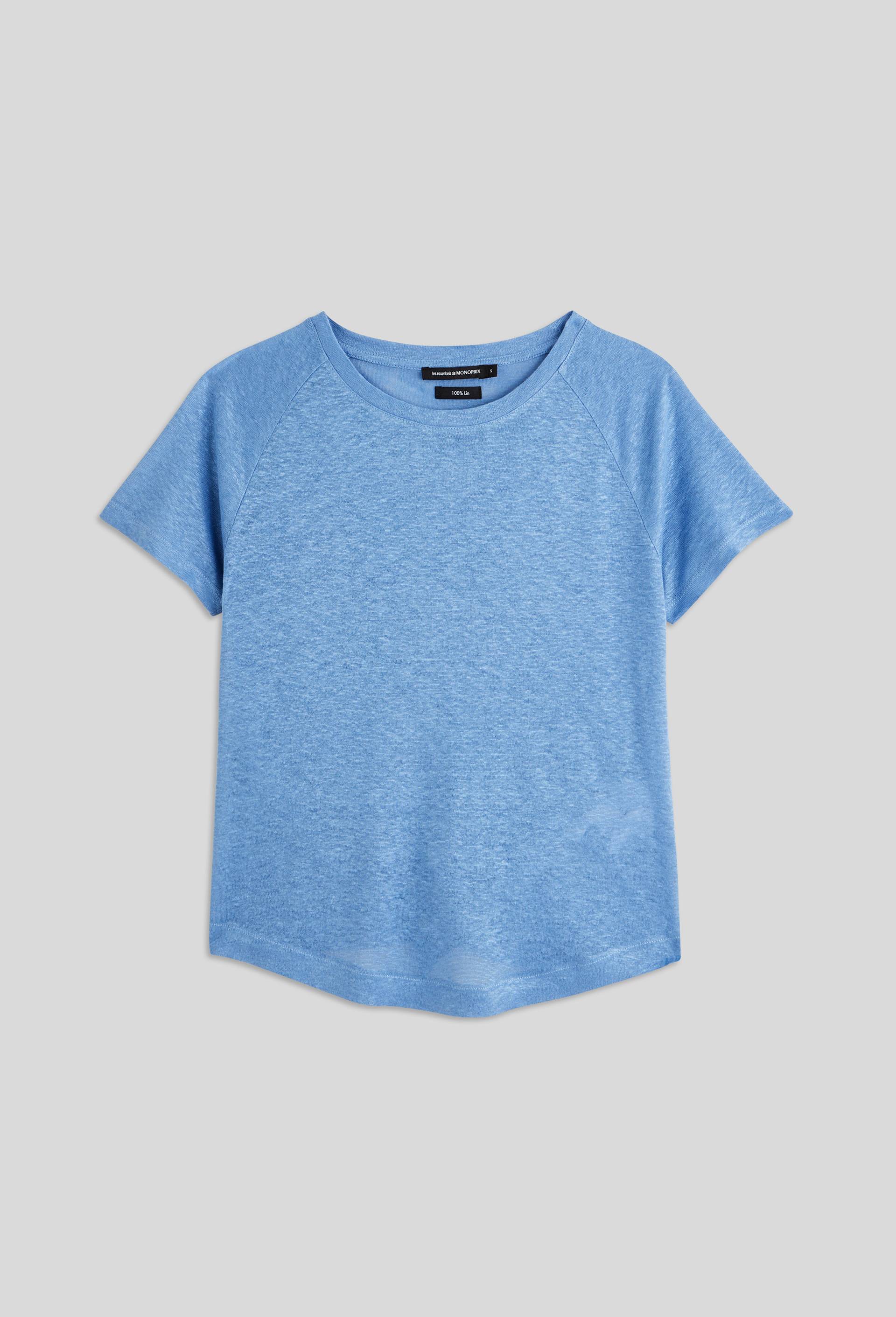 T-shirt manches raglan en lin, certifié European Flax et OEKO-TEX, Bleu foncé, large image number 2.0
