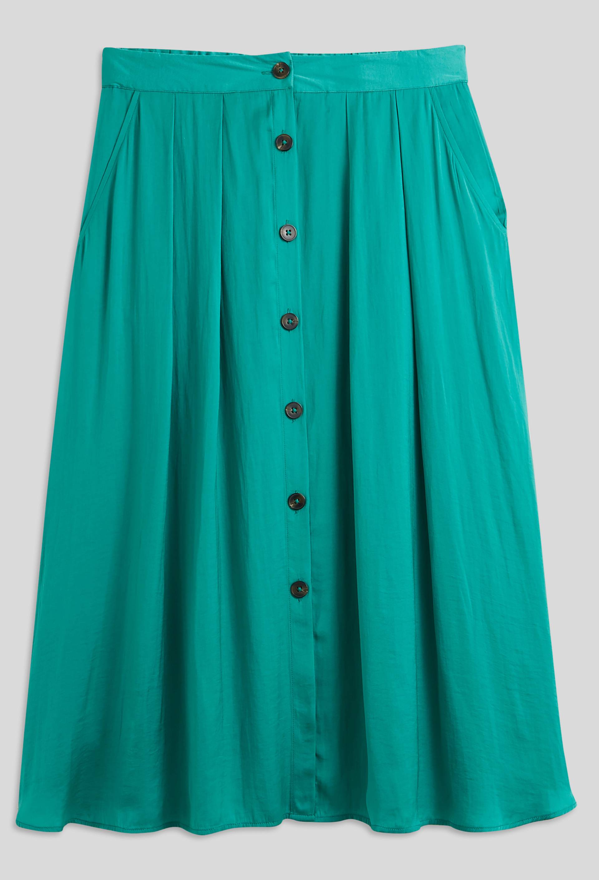 Jupe midi boutonnée et satinée, Vert, large image number 2