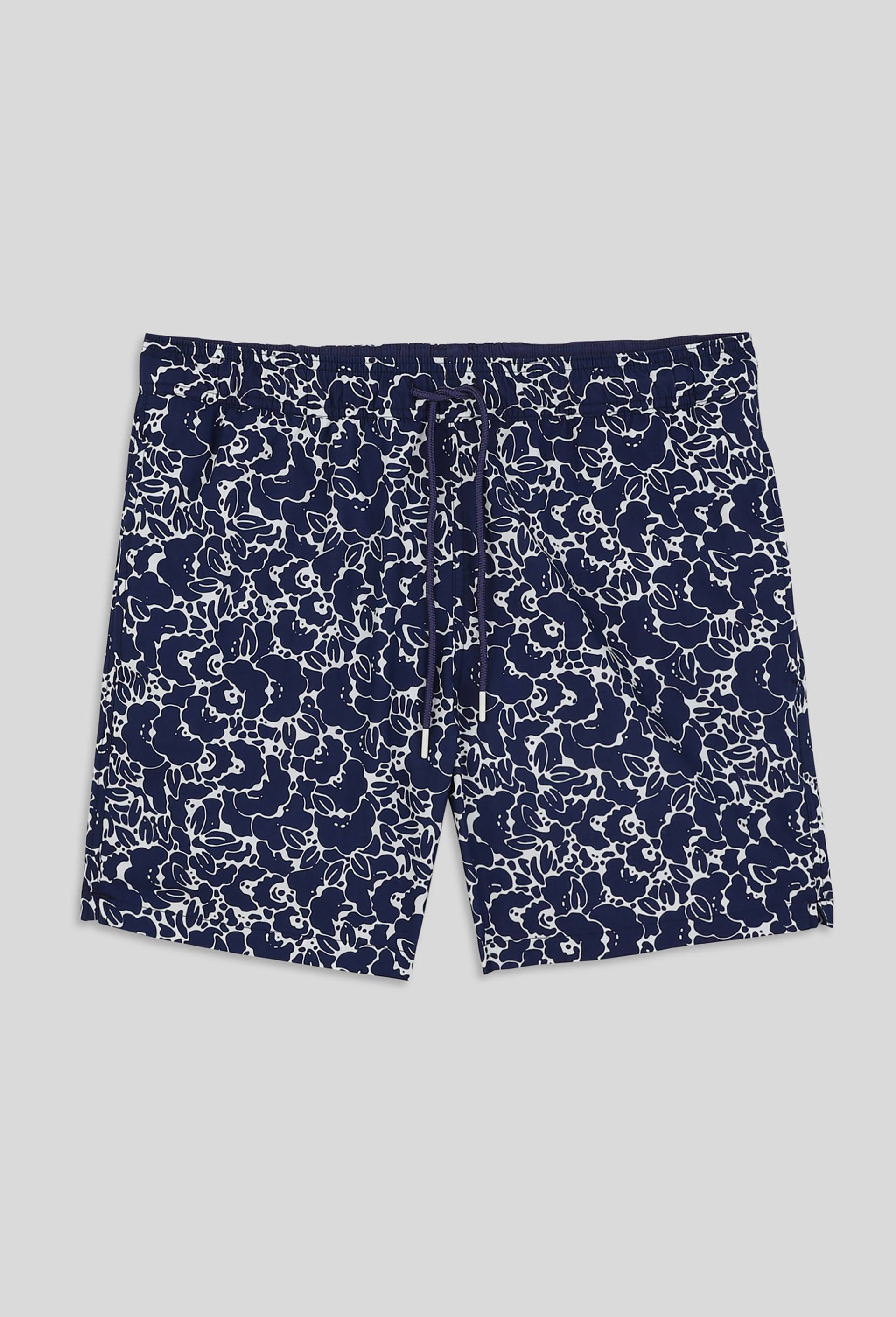Short de bain imprimé fleur, Oeko-tex, Bleu foncé, large image number 0.0