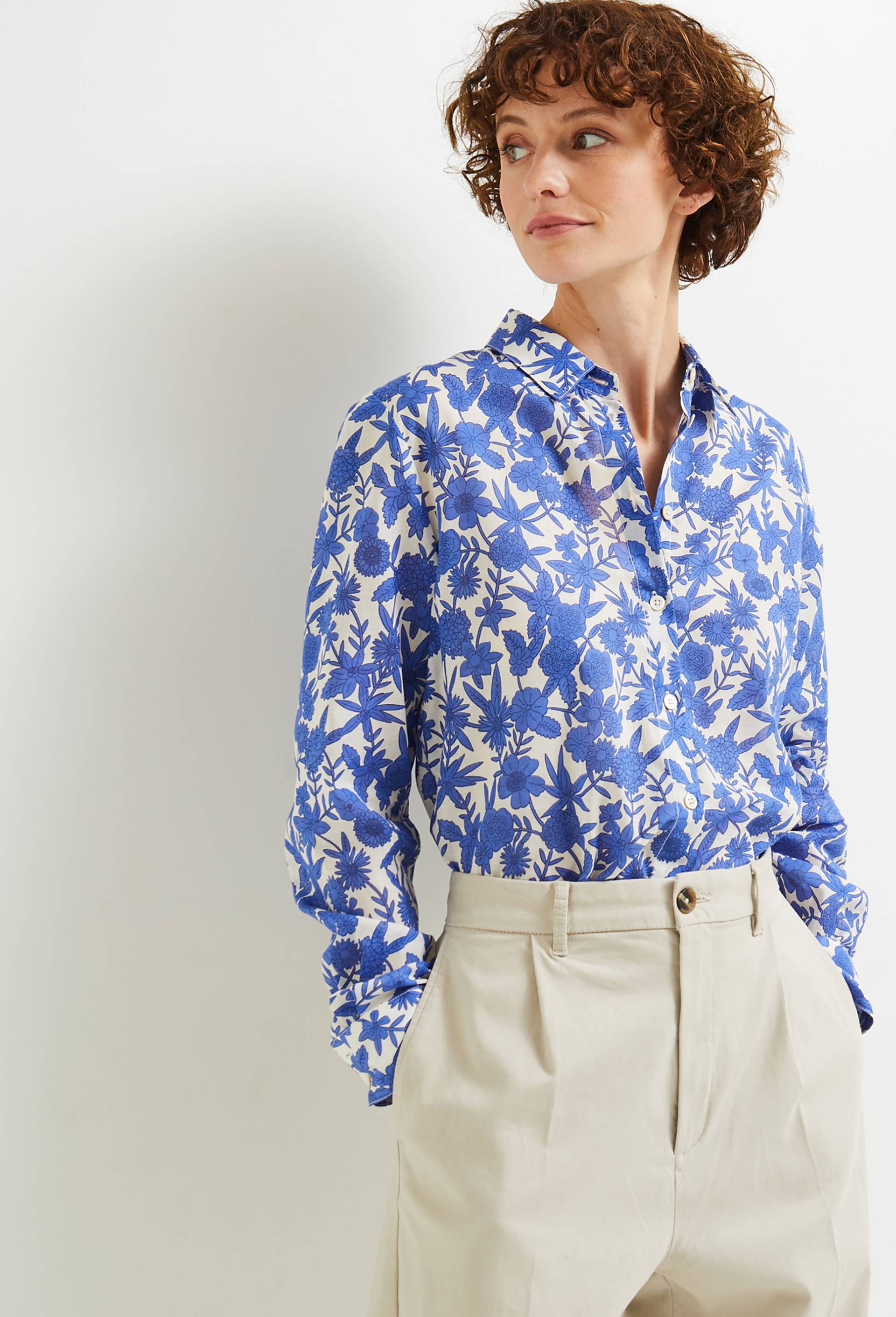 Chemise manches longues imprimée, en coton BIO, Bleu, large image number 1