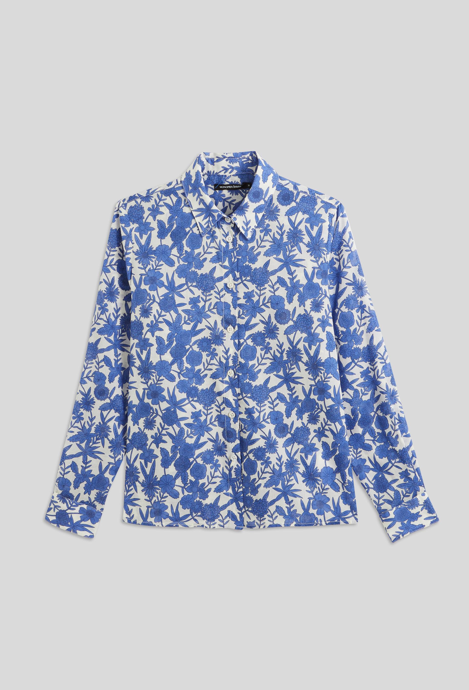 Chemise manches longues imprimée, en coton BIO, Bleu, large image number 2