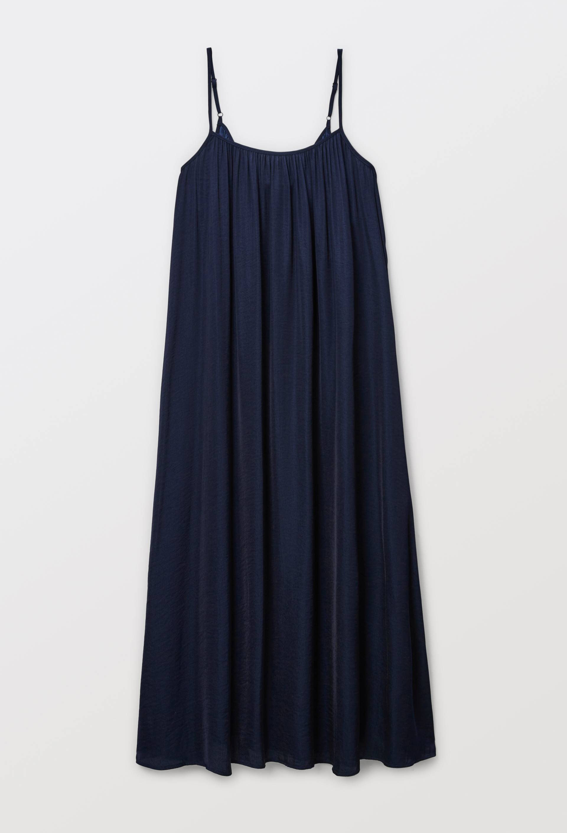 Robe ample satin&eacute;e &agrave; bretelles, Bleu fonc&eacute;, large image number 3