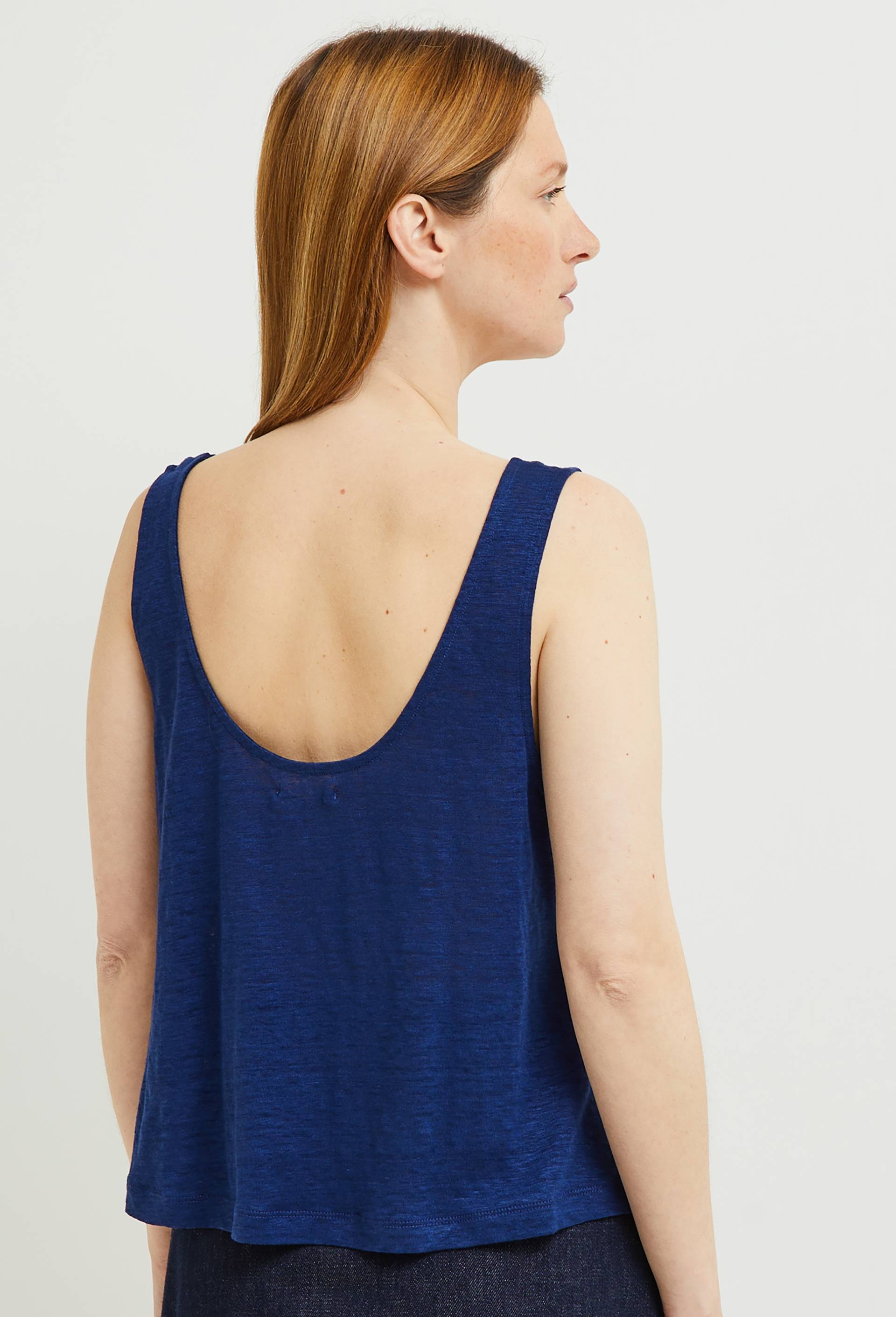 Top PAULINE en lin, Bleu foncé, large image number 1