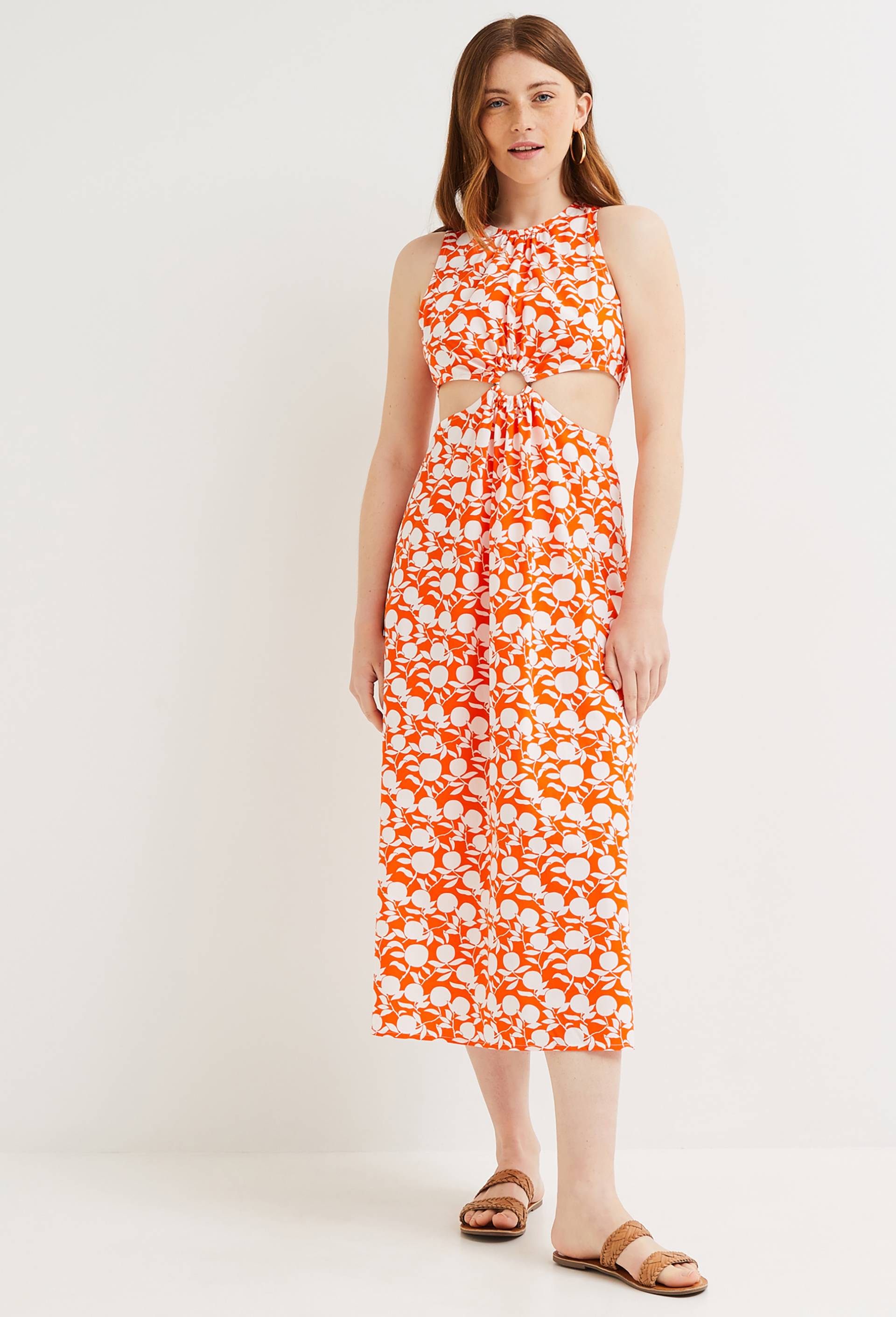 Robe droite imprim&eacute;e en coton BIO, Orange, large image number 0