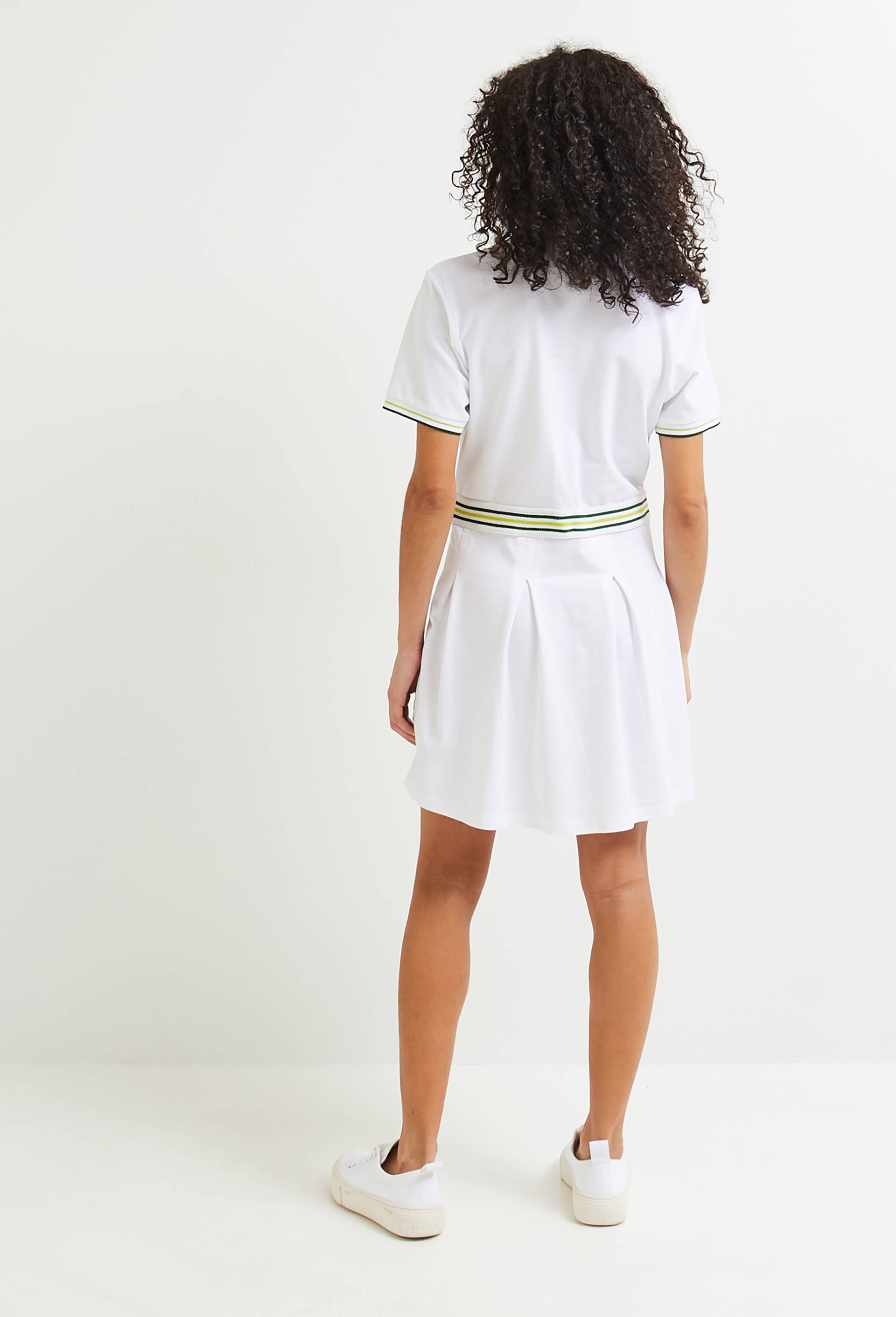Robe polo tennis jupe plissée en coton, Bio, Blanc, large image number 1