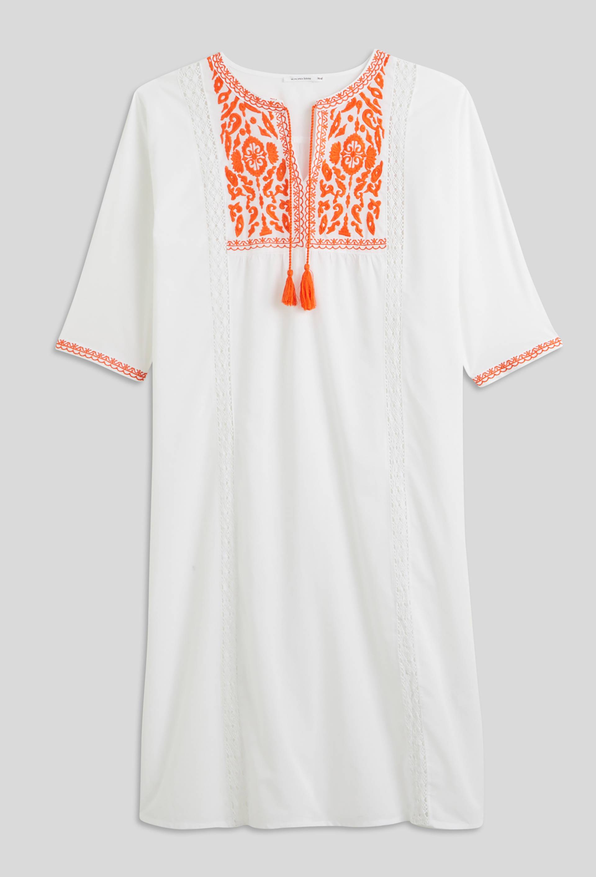 Chemise de nuit brodée en voile de coton, Bio, Blanc, large image number 2.0