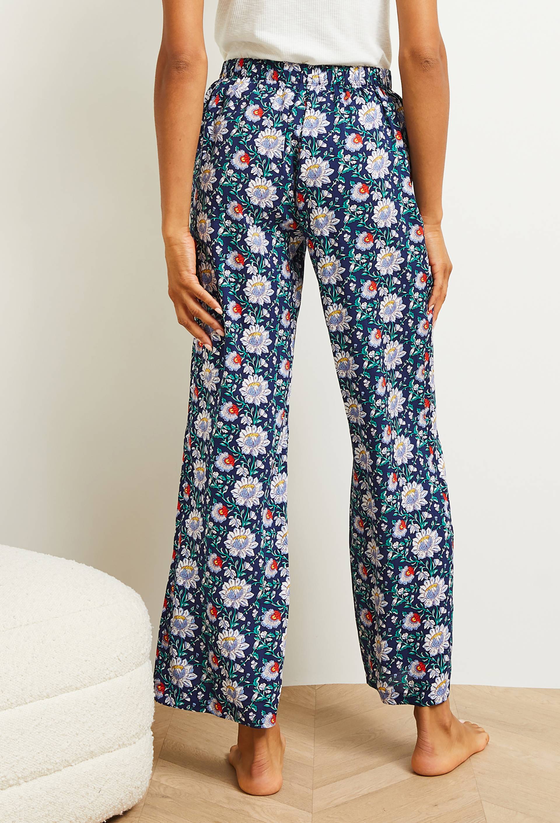 Pantalon large imprimé, Ecovero, Bleu foncé, large image number 3.0