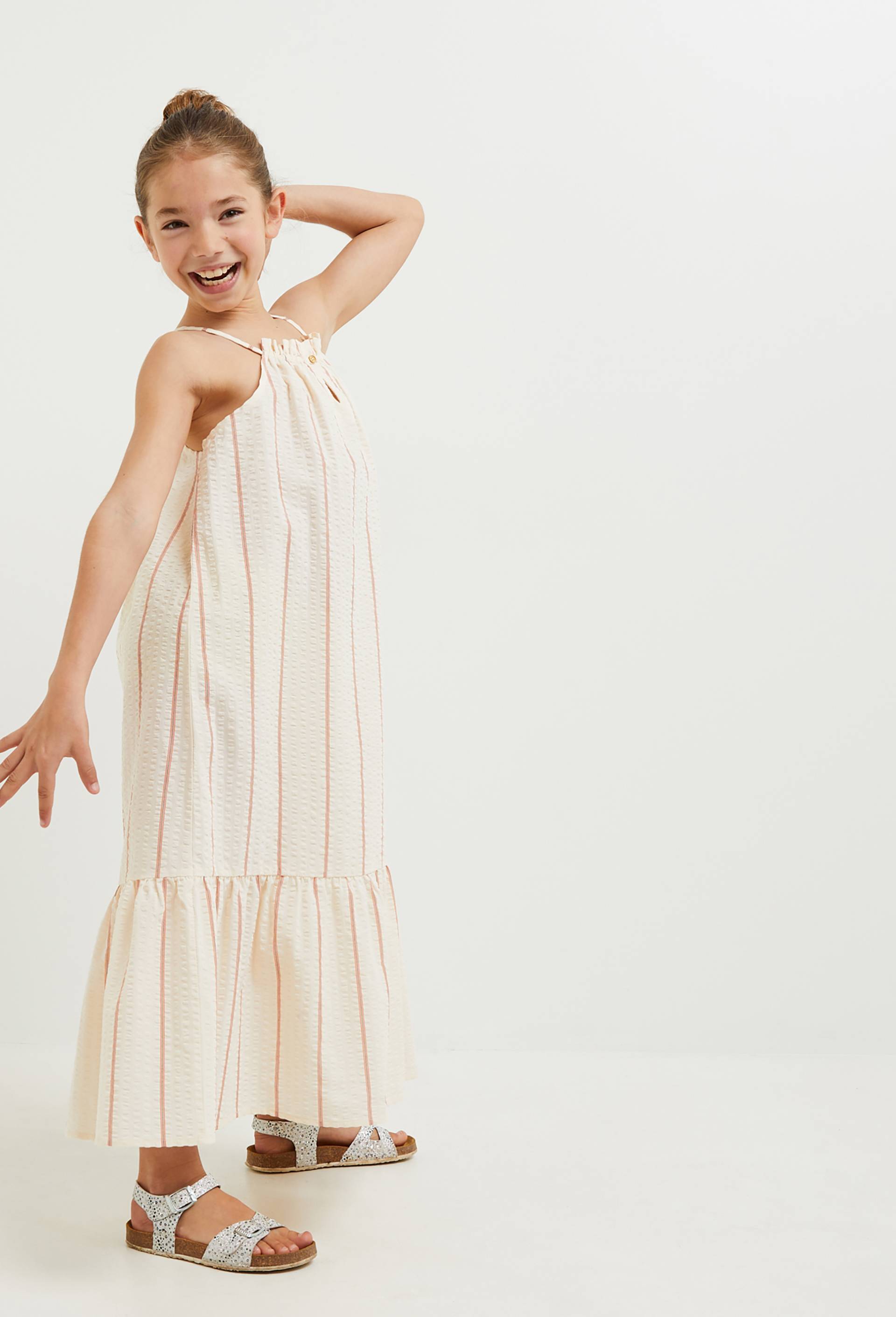 Robe longue en coton, certifié OEKO-TEX, Beige clair, large image number 0
