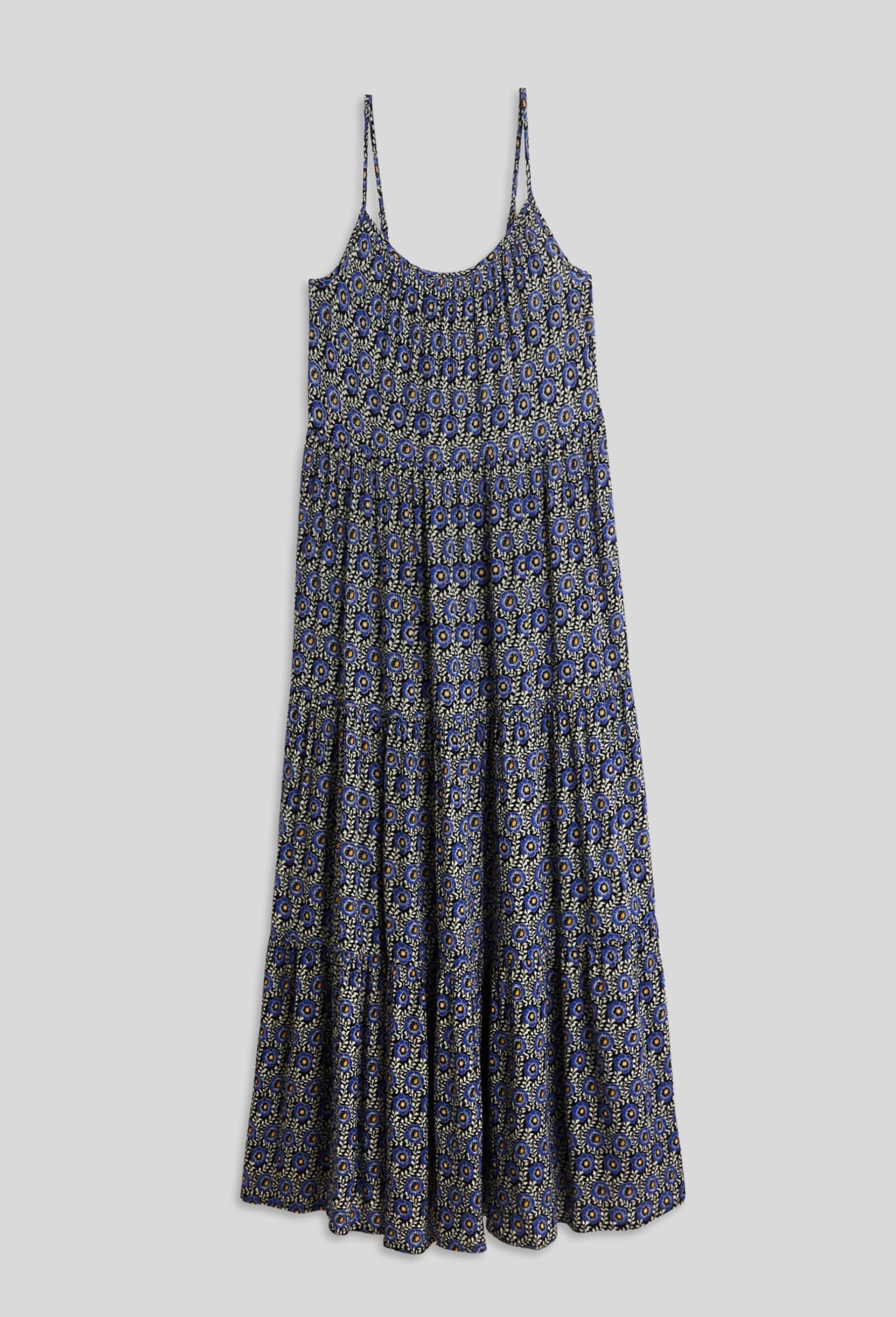 Chemise de nuit longue à fines bretelles imprimée, Ecovero, Bleu foncé, large image number 2