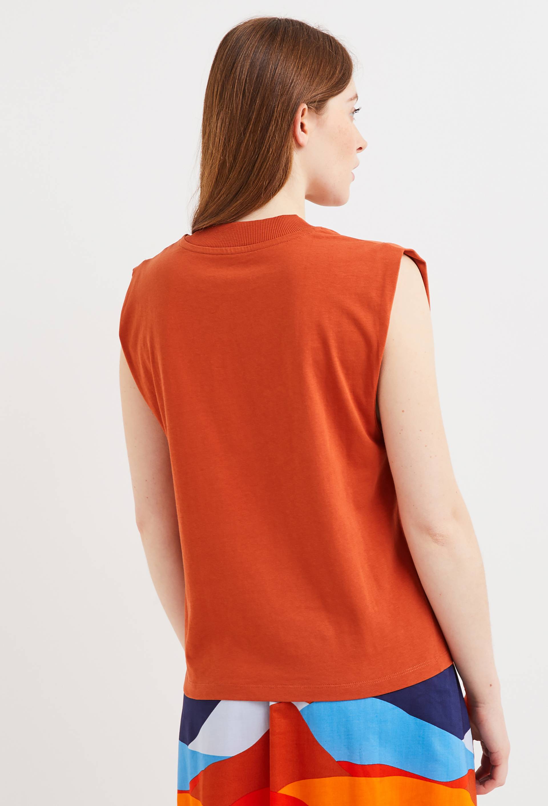 T-shirt sans manche à message en coton BIO, Orange foncé, large image number 1