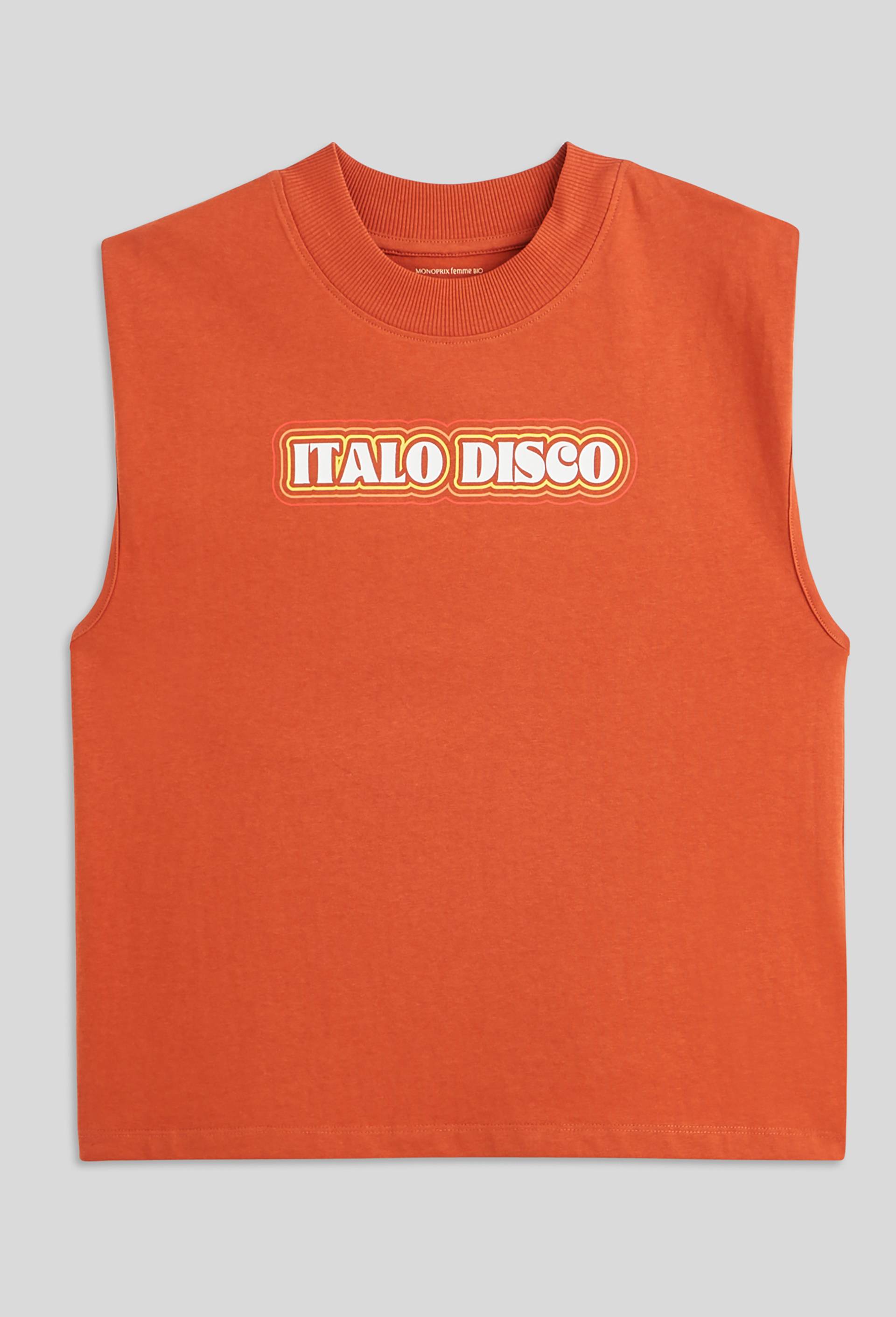 T-shirt sans manche à message en coton BIO, Orange foncé, large image number 2.0