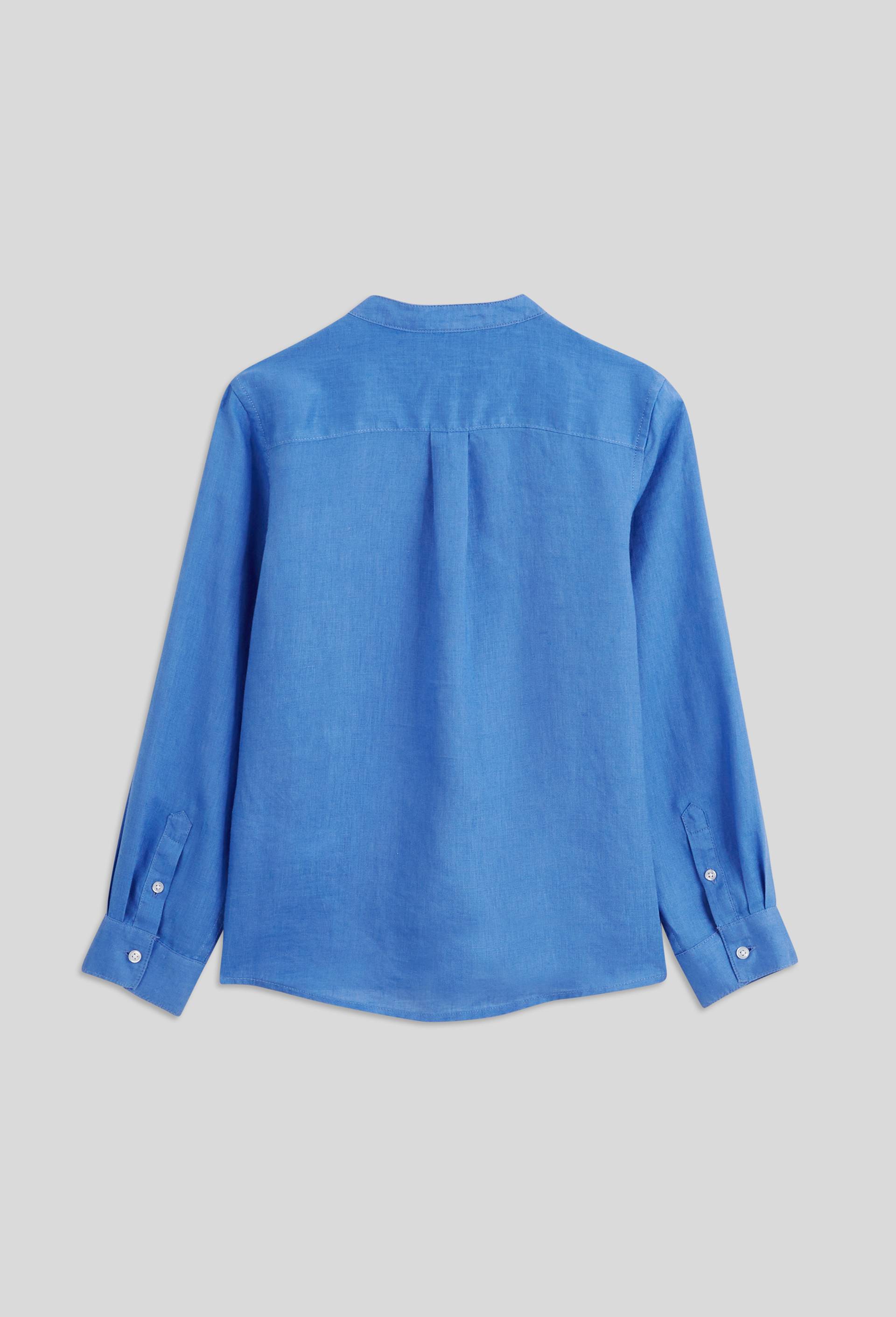Chemise col mao unie en 100% lin, BLEU, large image number 2