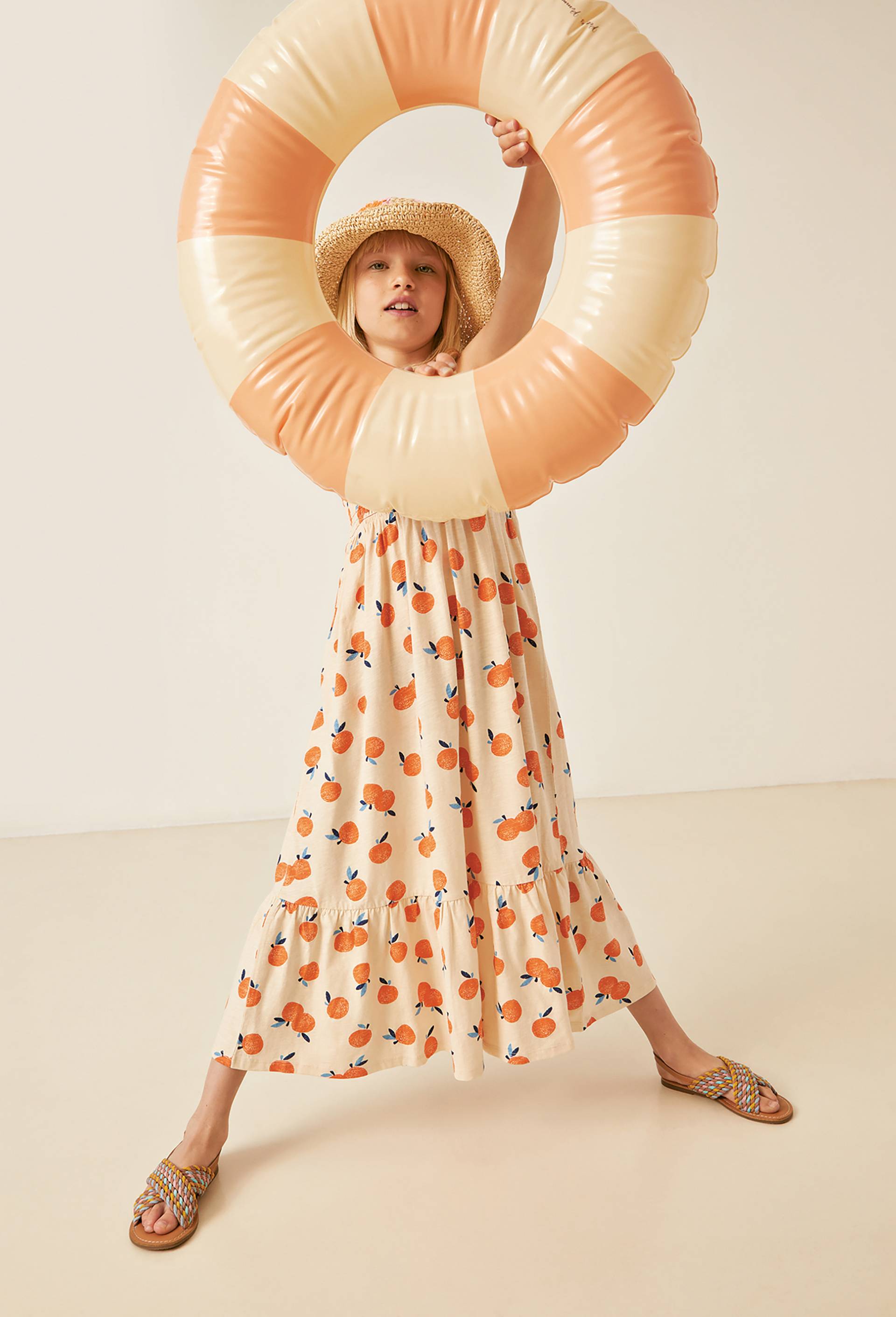 Robe imprimée jersey en coton BIO, Beige clair, large image number 0