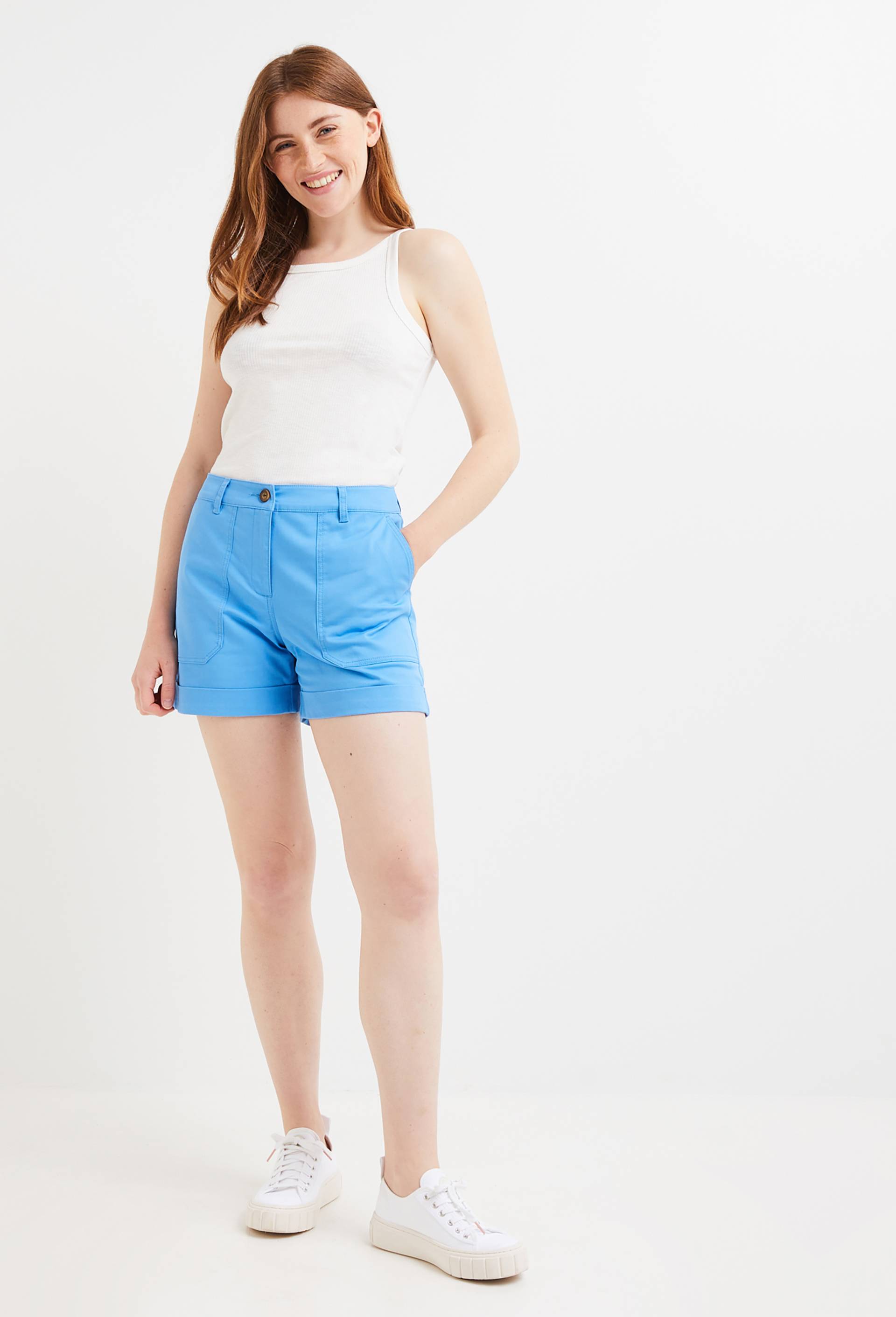 Short uni en coton, BLEU, large image number 0