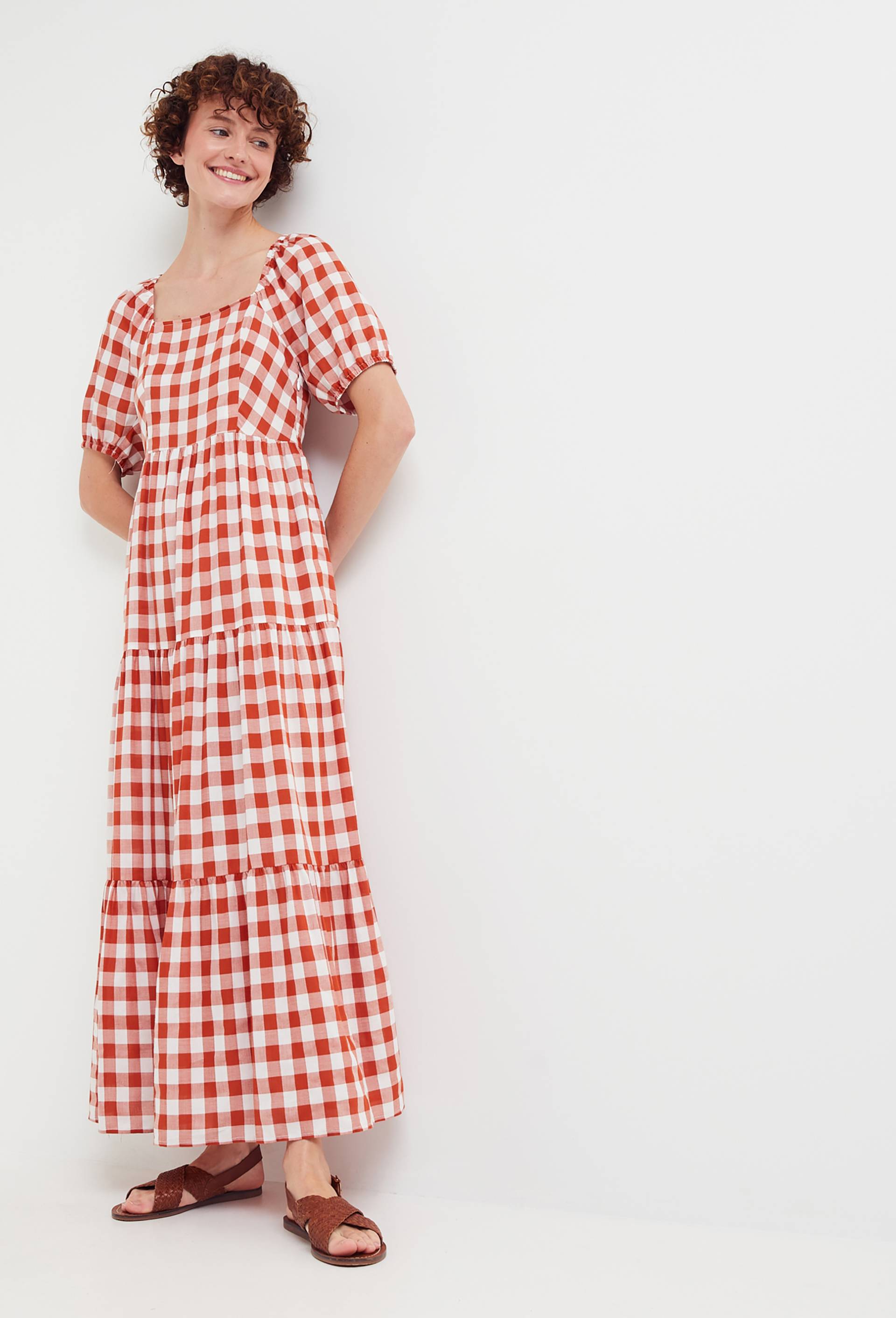 Robe midi dos nu, EcoVero, Orange fonc&eacute;, large image number 0