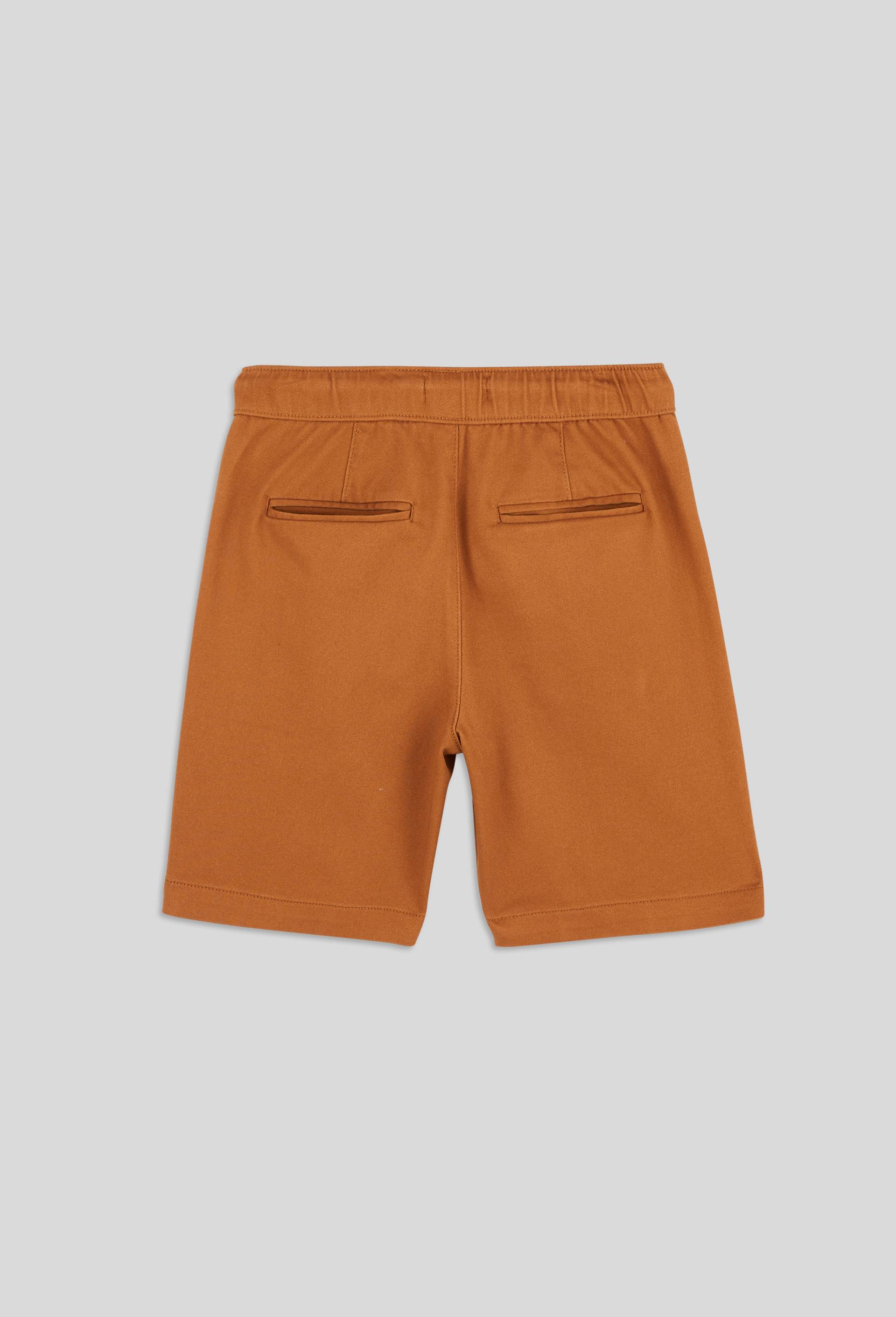 Bermuda uni avec cordon à la taille contenant du coton BIO, Brun, large image number 1