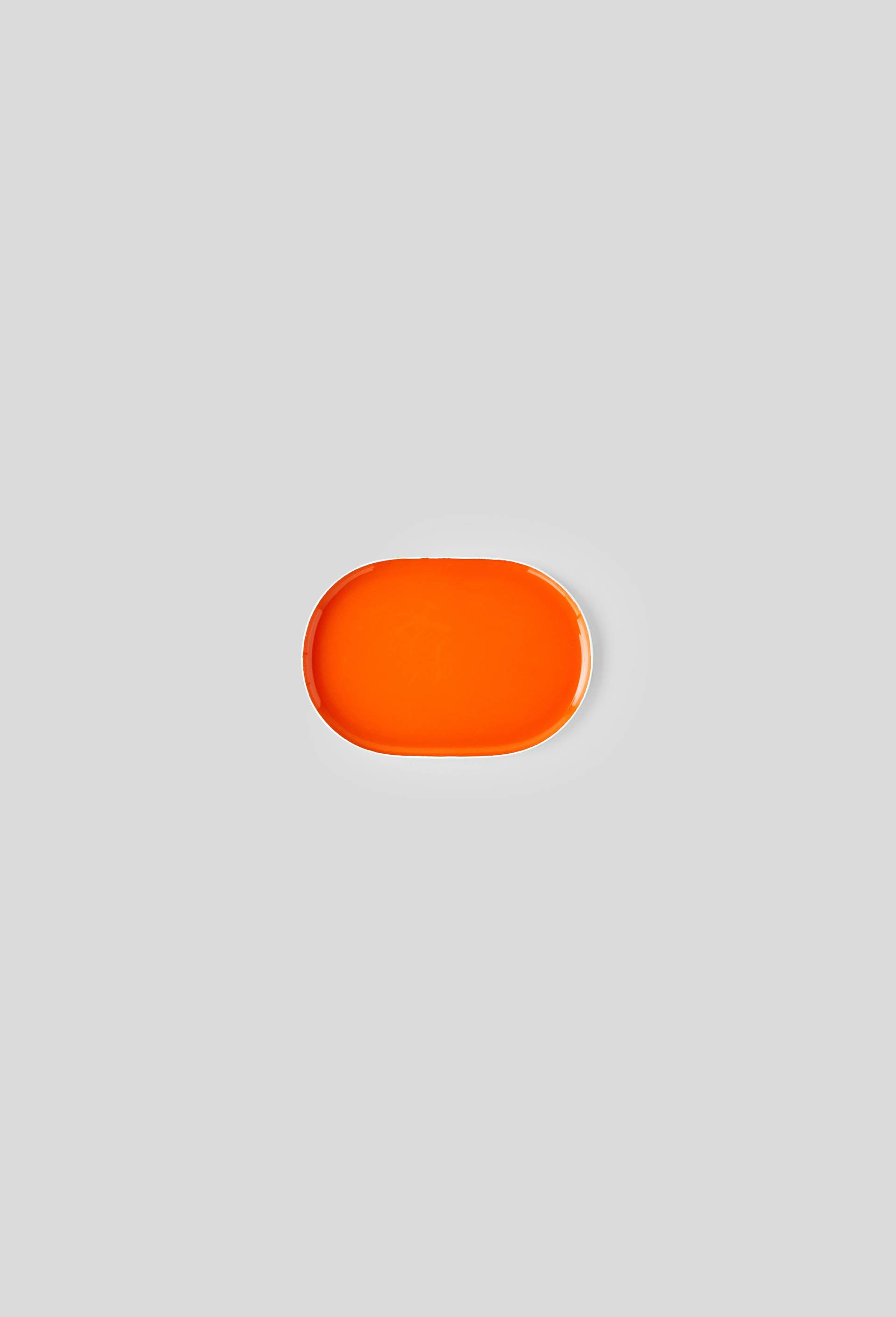 Plateau ovale, 13x9cm, en métal, Orange, swatch image