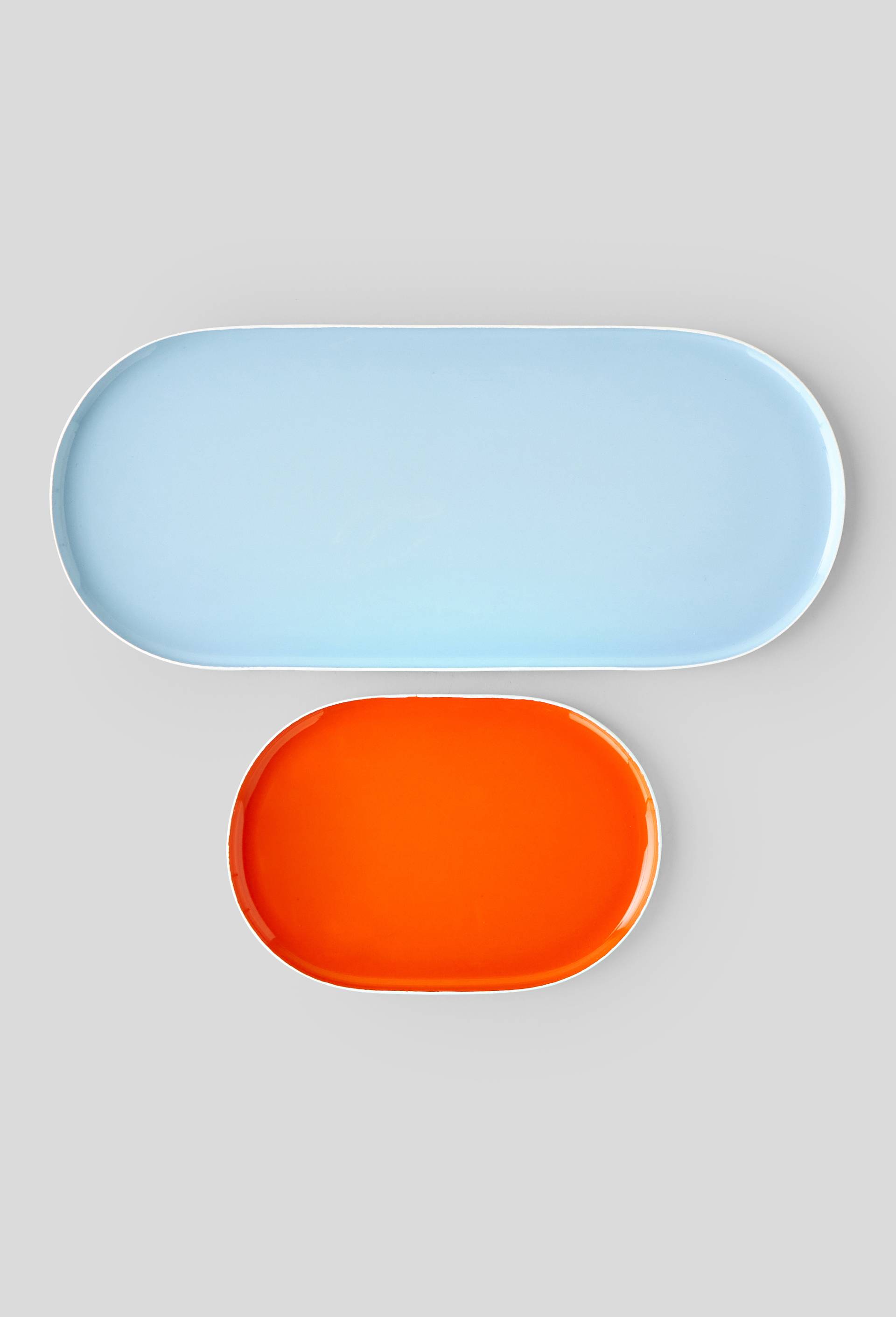 Plateau ovale, 13x9cm, en métal, Orange, large image number 1