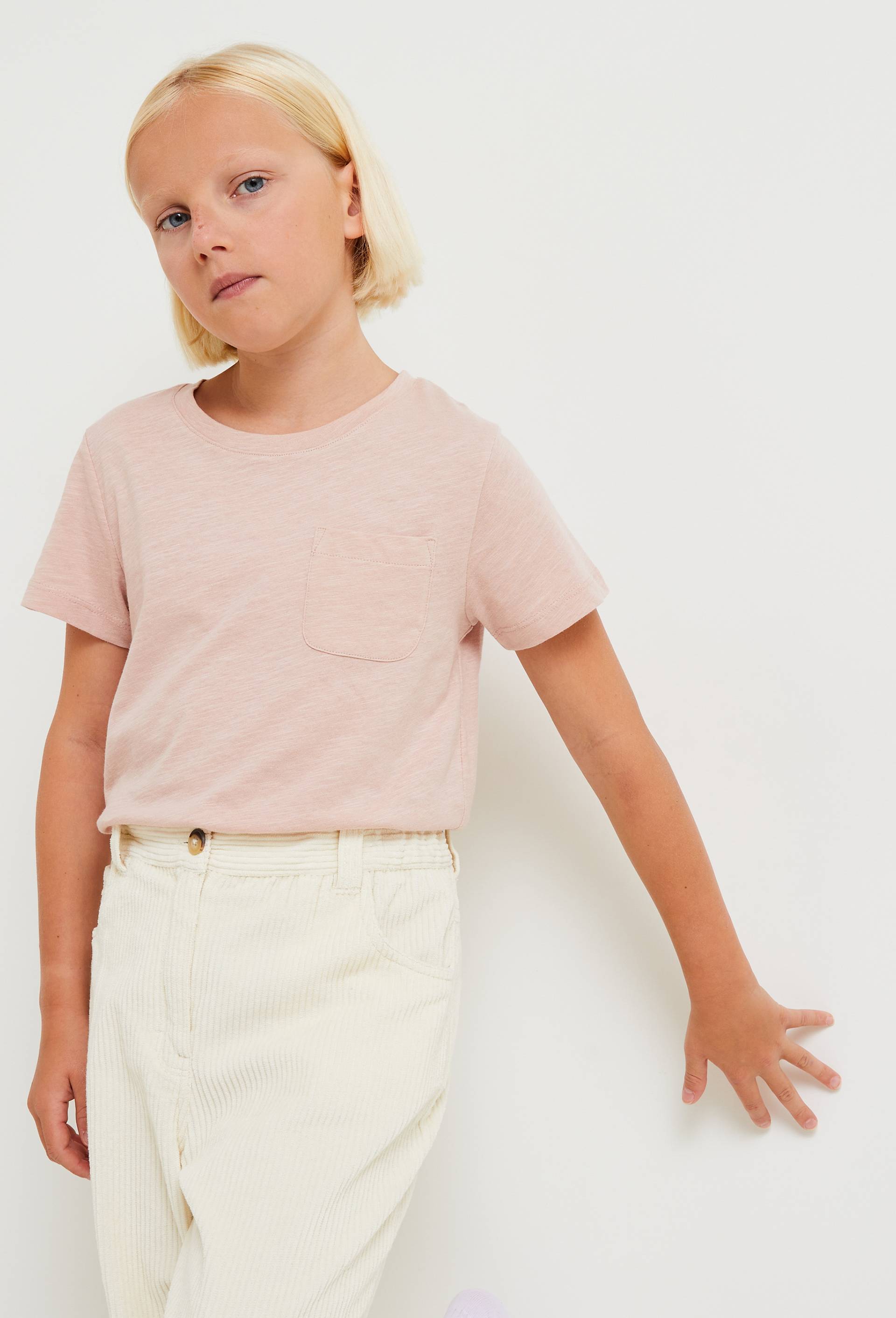 T-shirt manches courtes uni en coton BIO, certifié OEKO-TEX, Rose clair, large image number 0.0