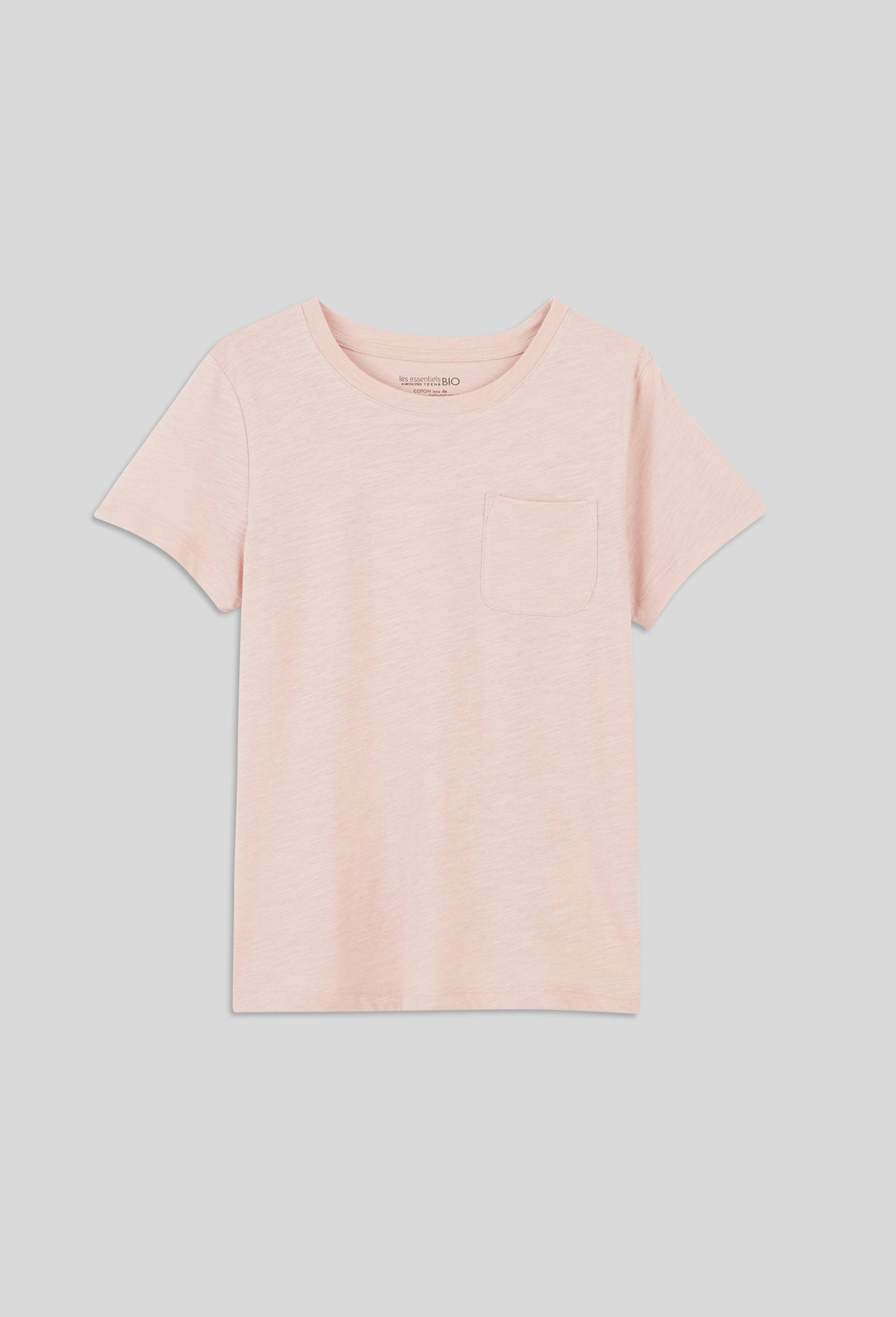 T-shirt manches courtes uni en coton BIO, certifié OEKO-TEX, Rose clair, large image number 1