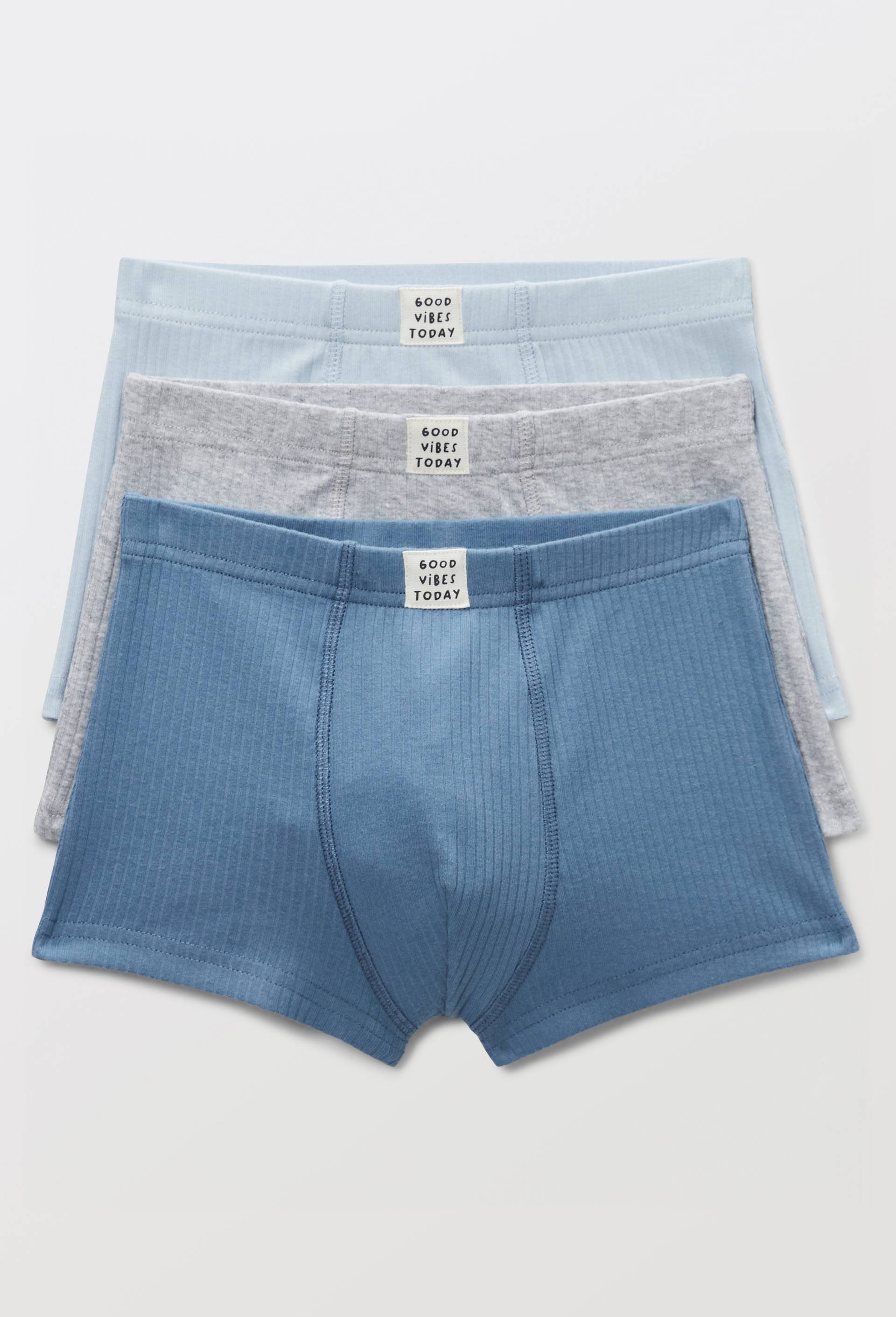 Lot de 3 boxers unis en coton BIO GOTS, Bleu clair, large image number 0