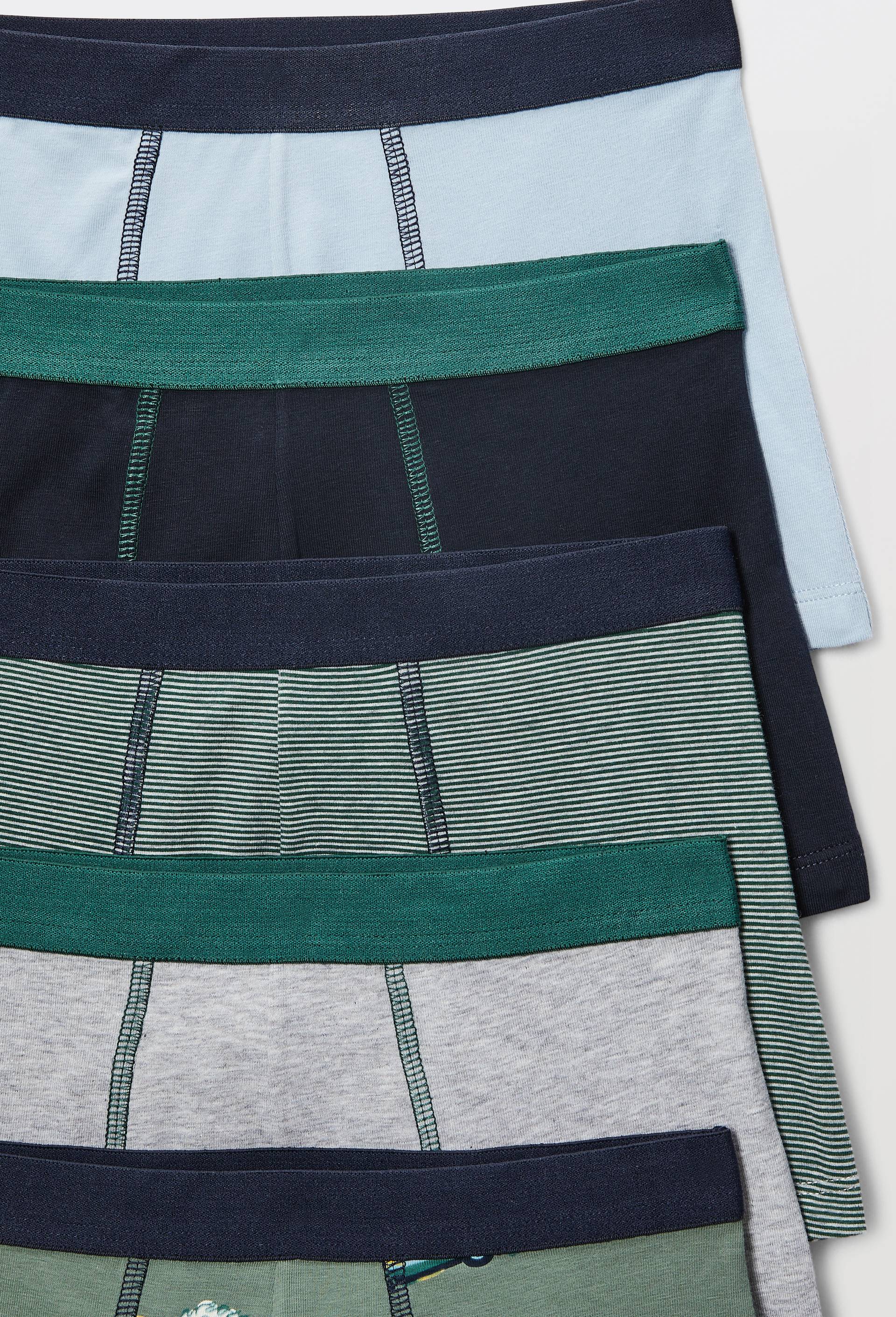 Lot de 5 boxers imprim&eacute;s en coton BIO GOTS, Vert fonc&eacute;, large image number 2.0