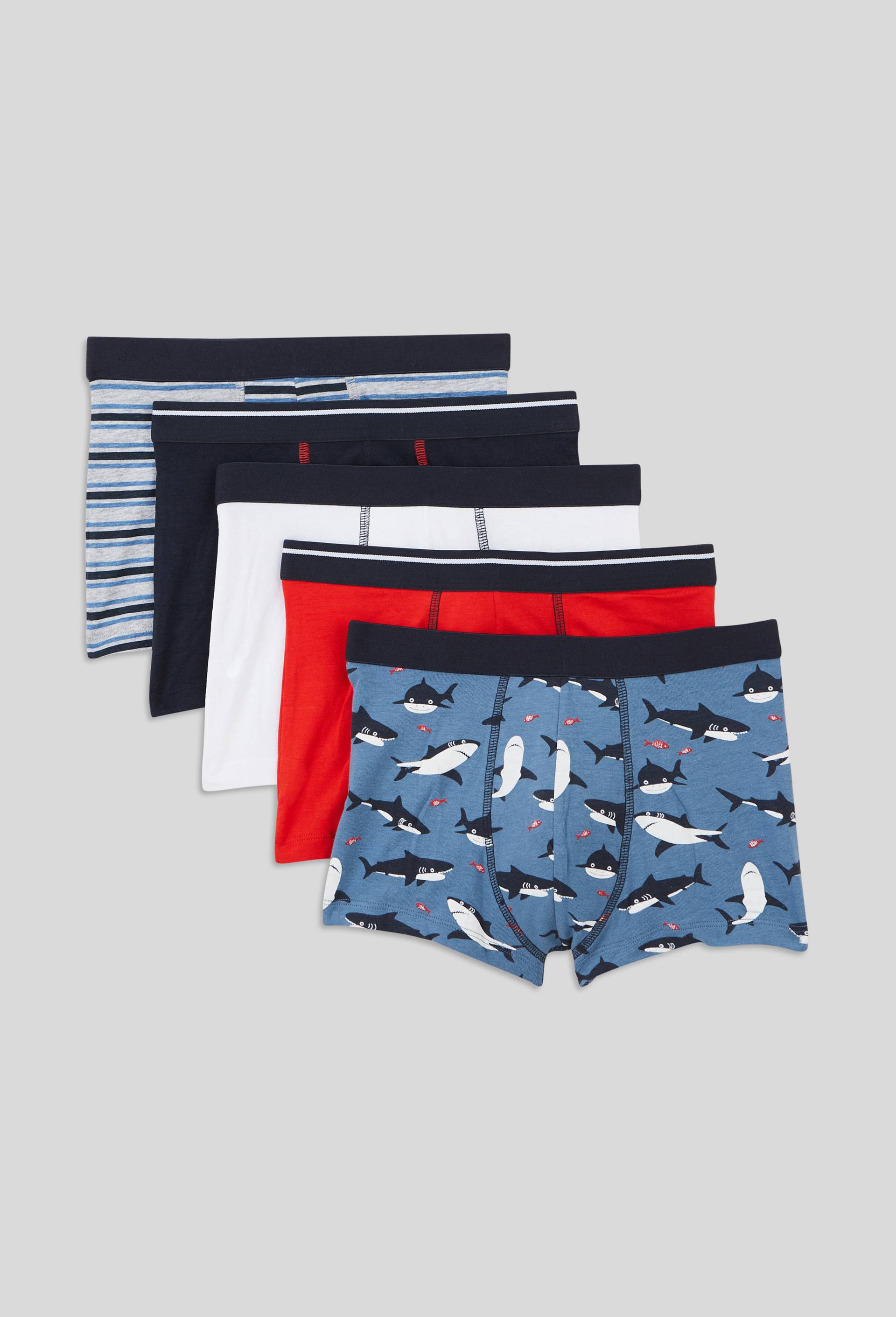 Lot de 5 boxers imprim&eacute;s en coton BIO GOTS, Bleu, large image number 0
