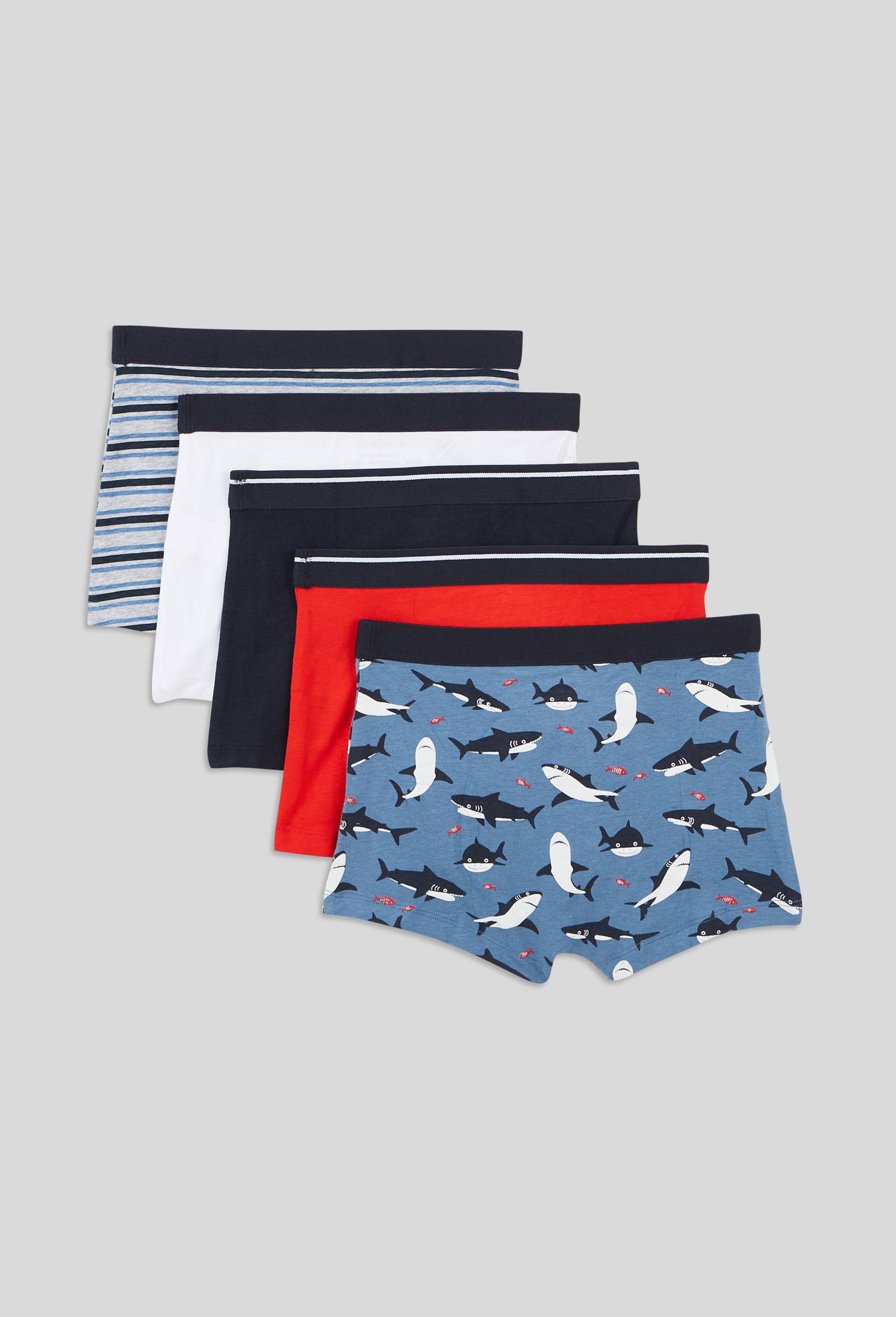 Lot de 5 boxers imprim&eacute;s en coton BIO GOTS, Bleu, large image number 1