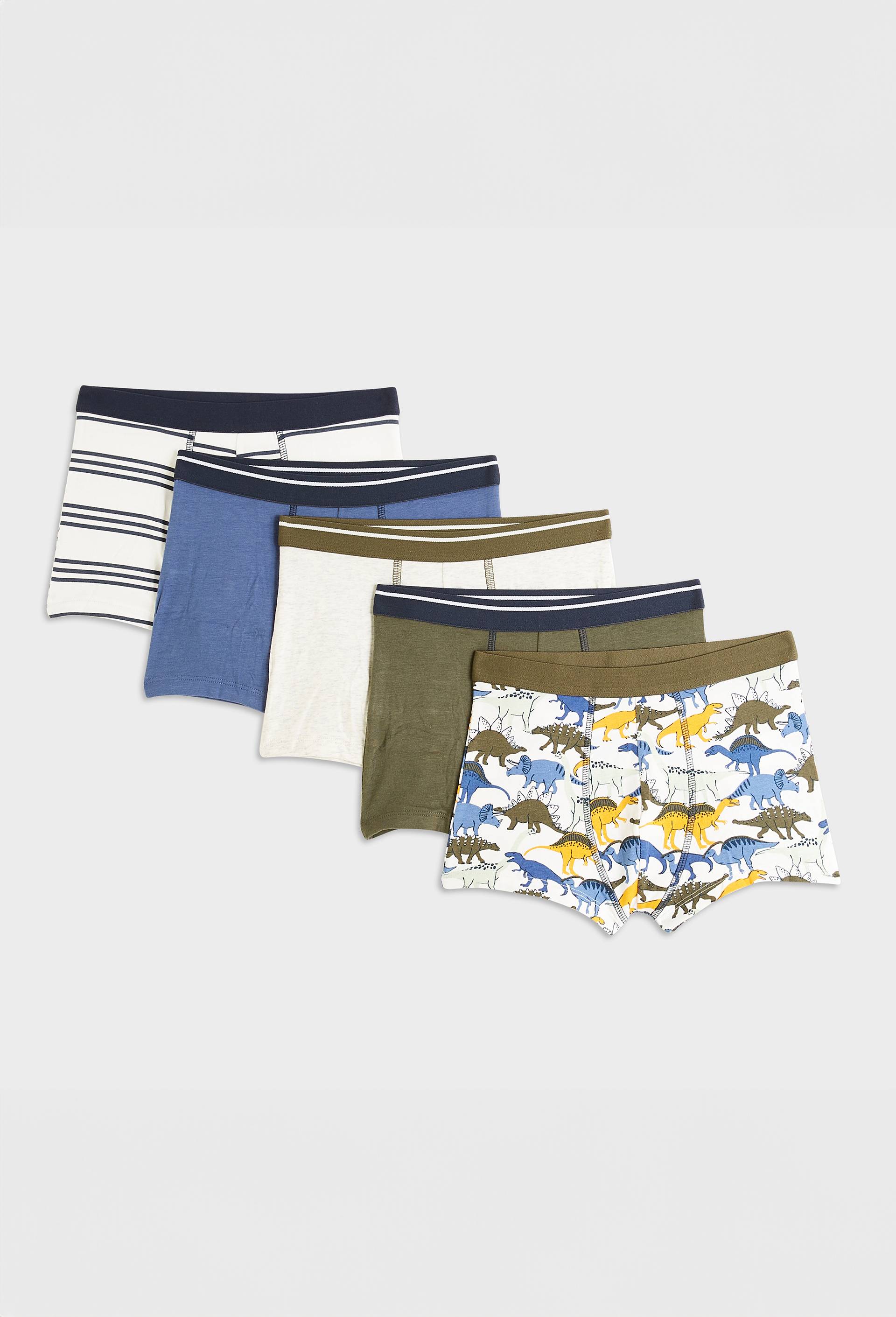 Lot de 5 boxers imprim&eacute;s en coton BIO, Ecru, large image number 0.0
