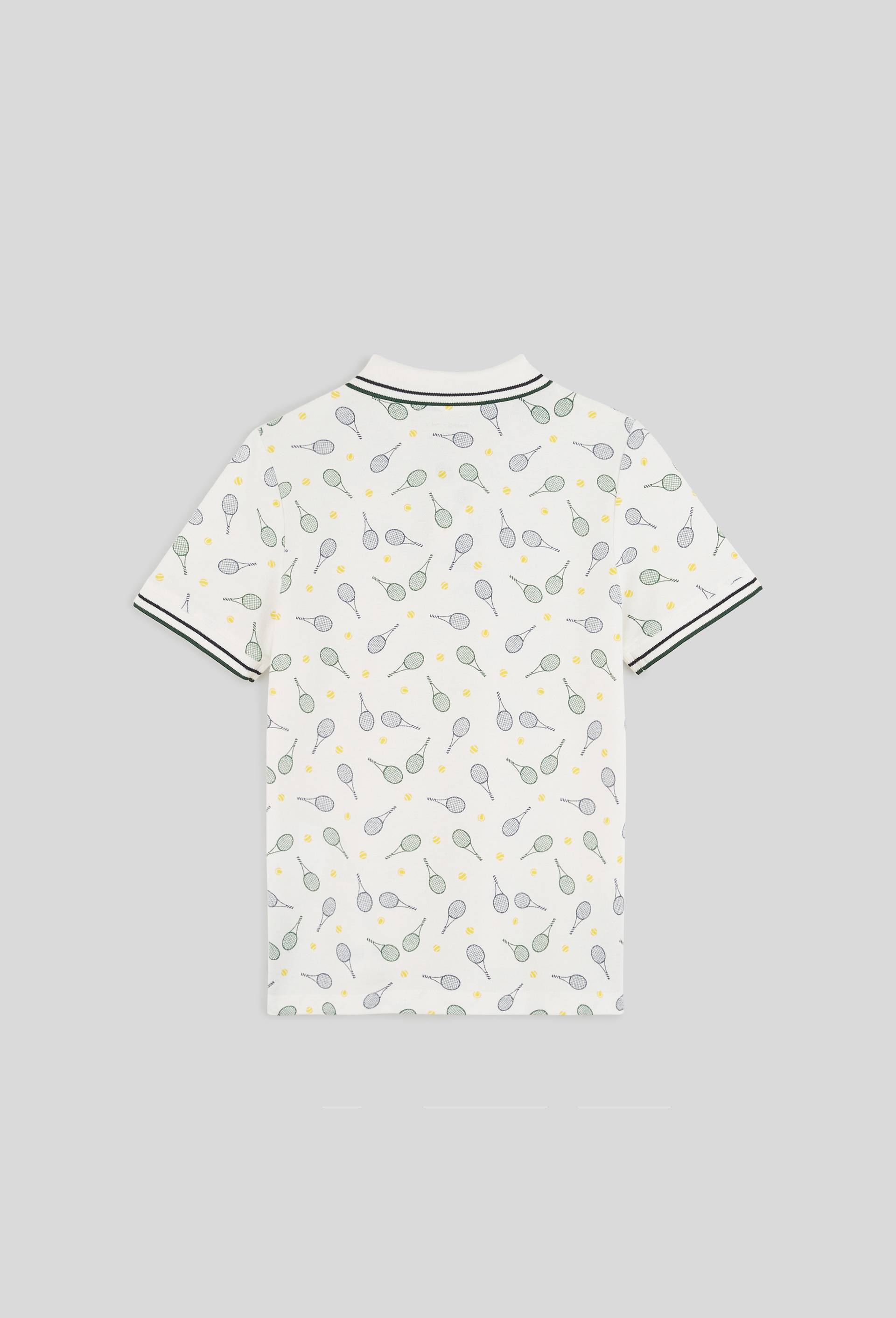 Polo manches courtes motifs tennis en coton BIO, Bleu foncé, large image number 1.0