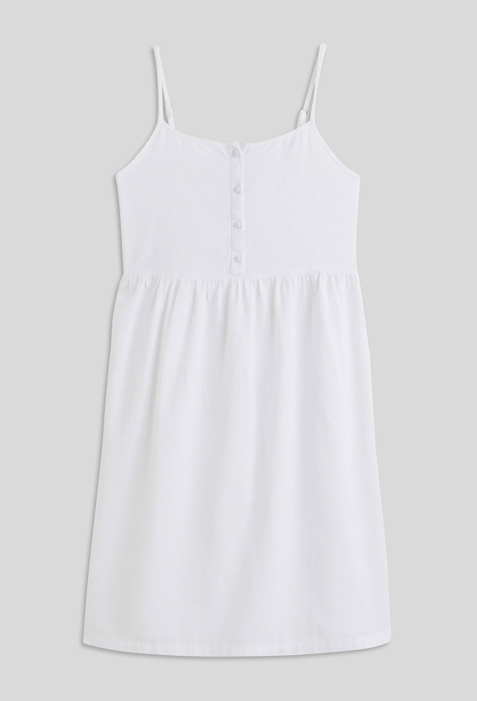 Chemise de nuit unie à fines bretelles en coton lin, Oeko-tex, Ecru, large image number 2.0