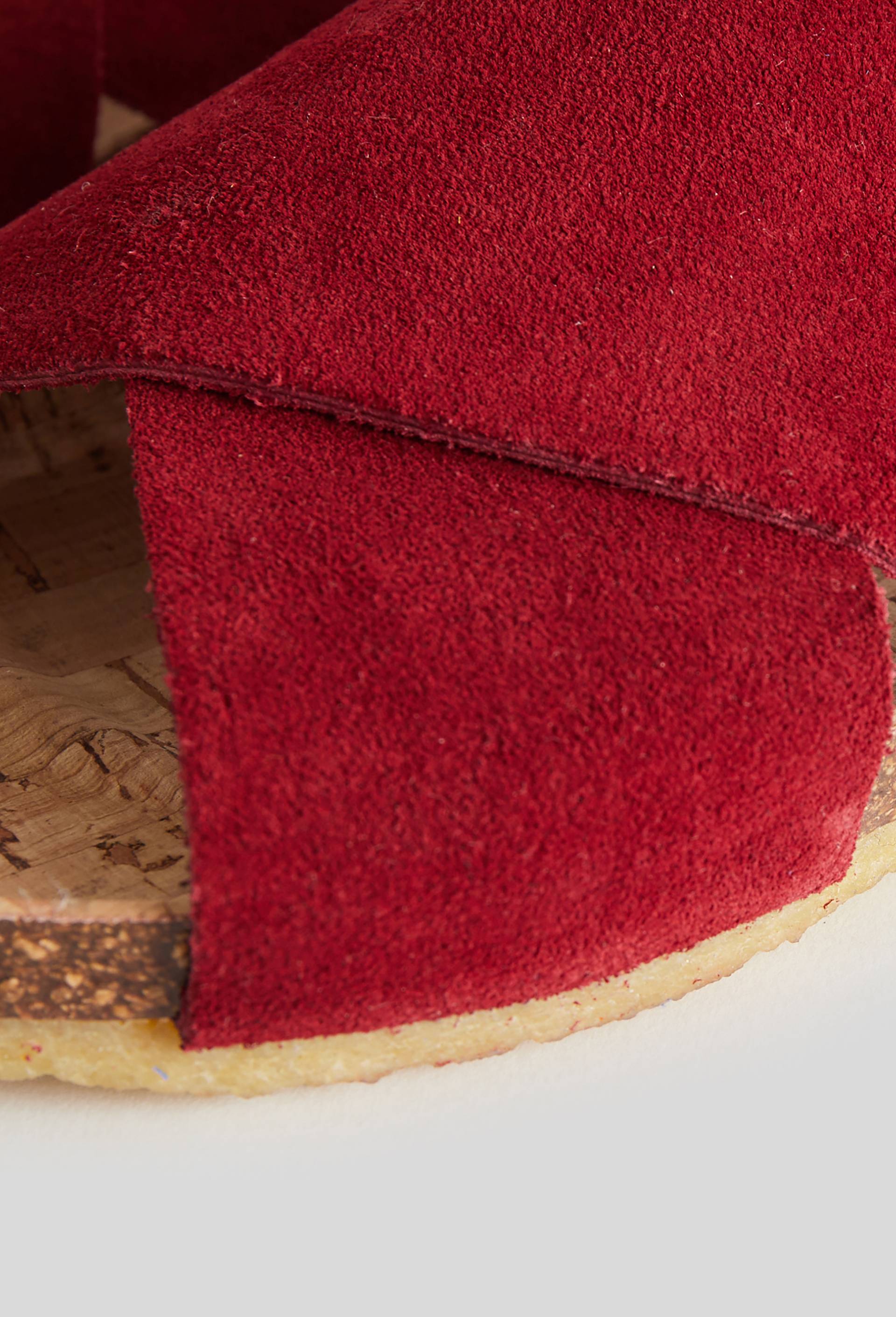 Sandales croisées, croûte de cuir responsable, Rouge foncé, large image number 2.0