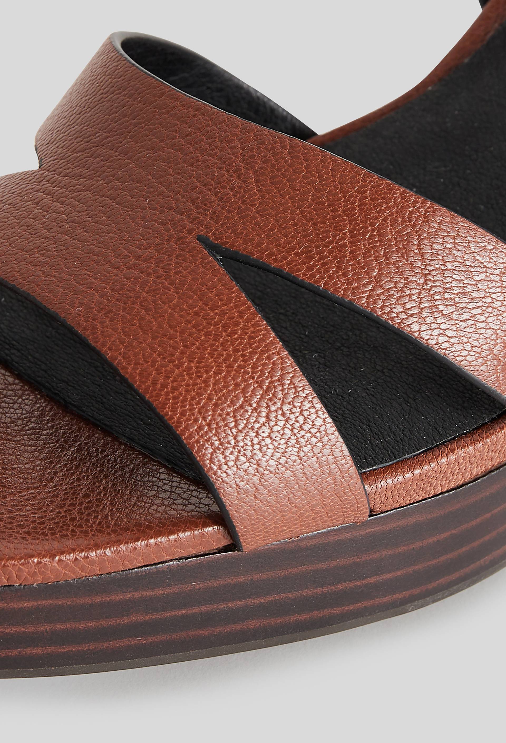 Sandales à talon et plateforme, cuir responsable, Brun, large image number 2.0
