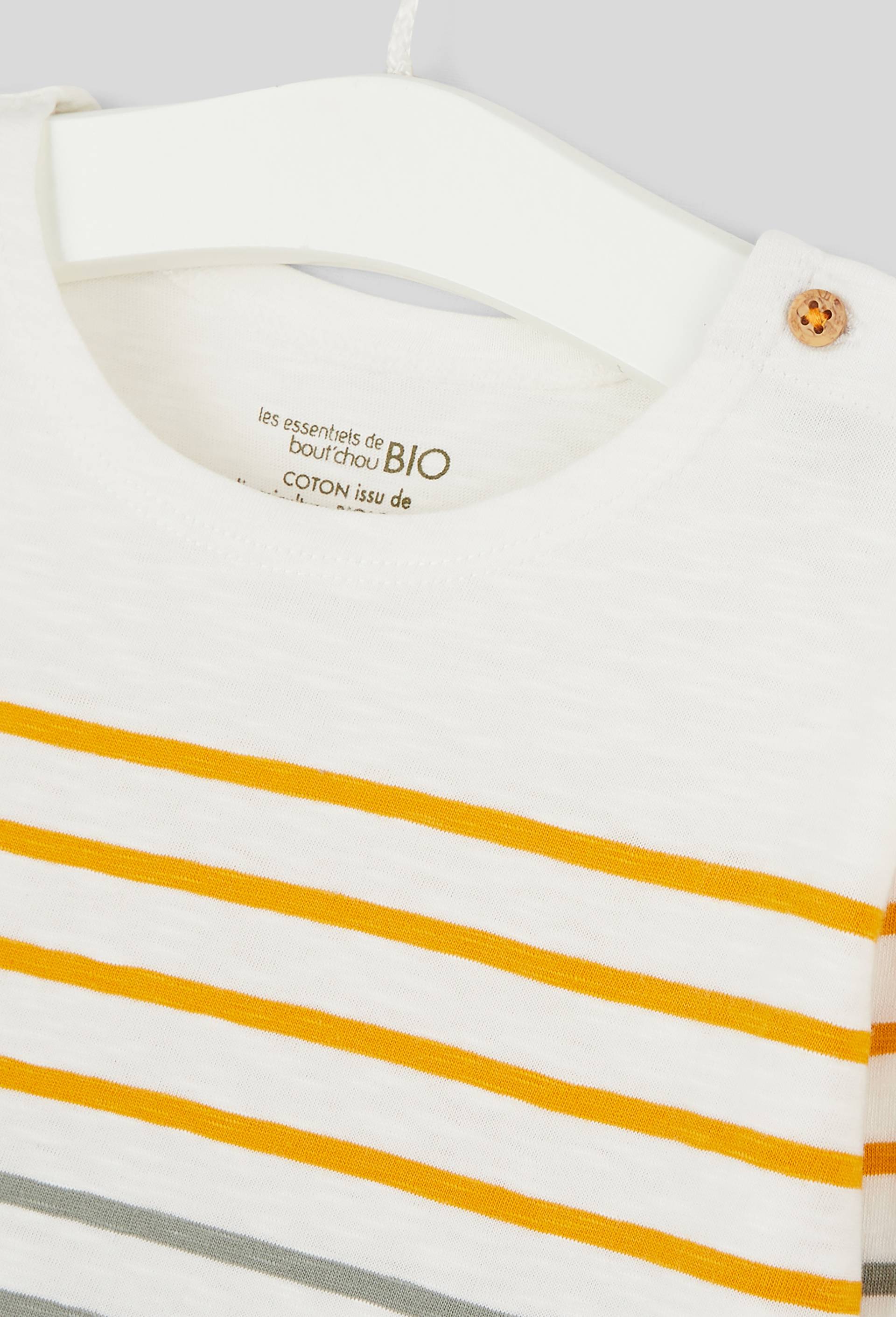 Tee-Shirt marinière manches longues col rond, en coton BIO, certifié OEKO-TEX, Beige, large image number 2