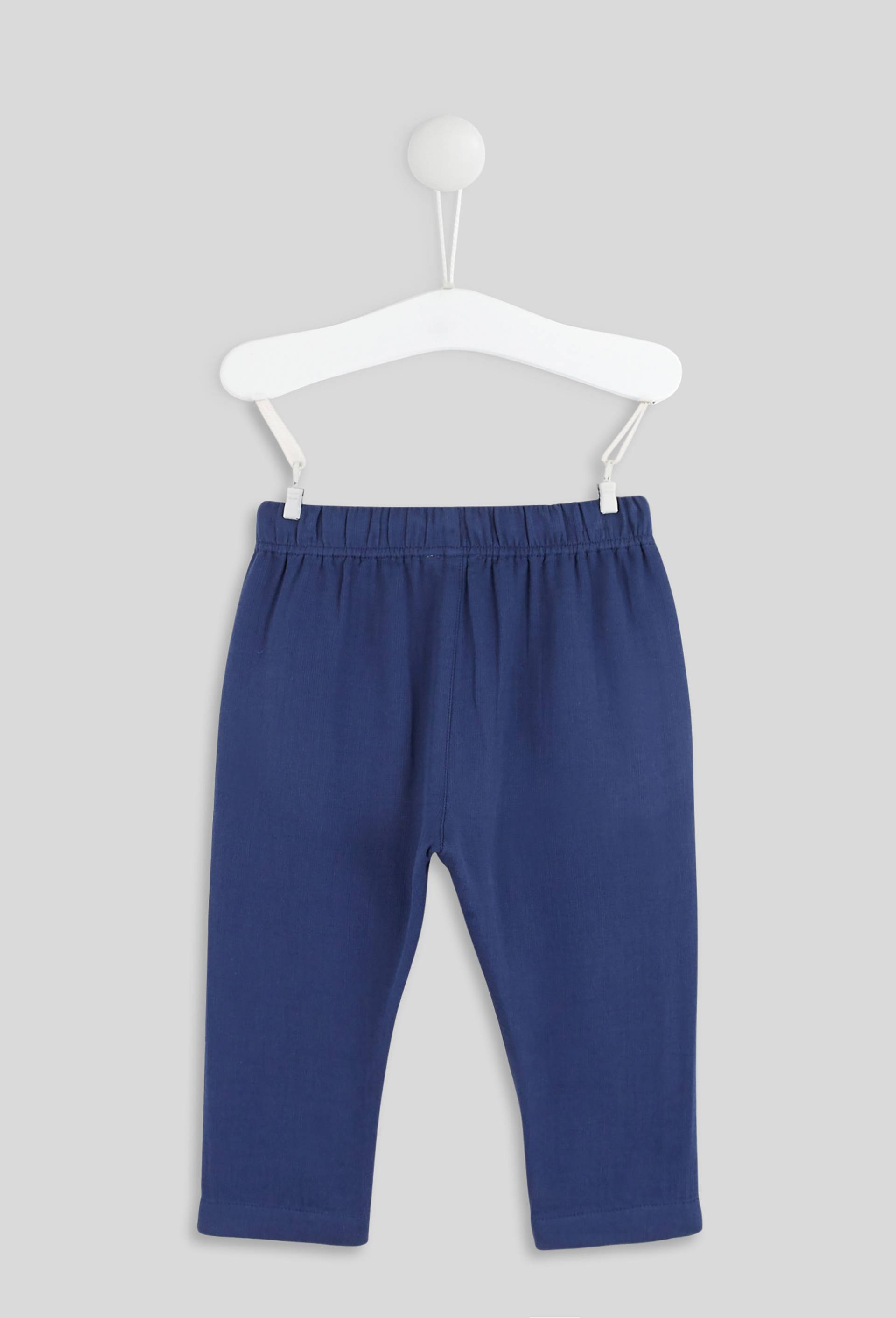 Pantalon taille élastique uni en gaze de coton BIO GOTS, Bleu foncé, large image number 1.0