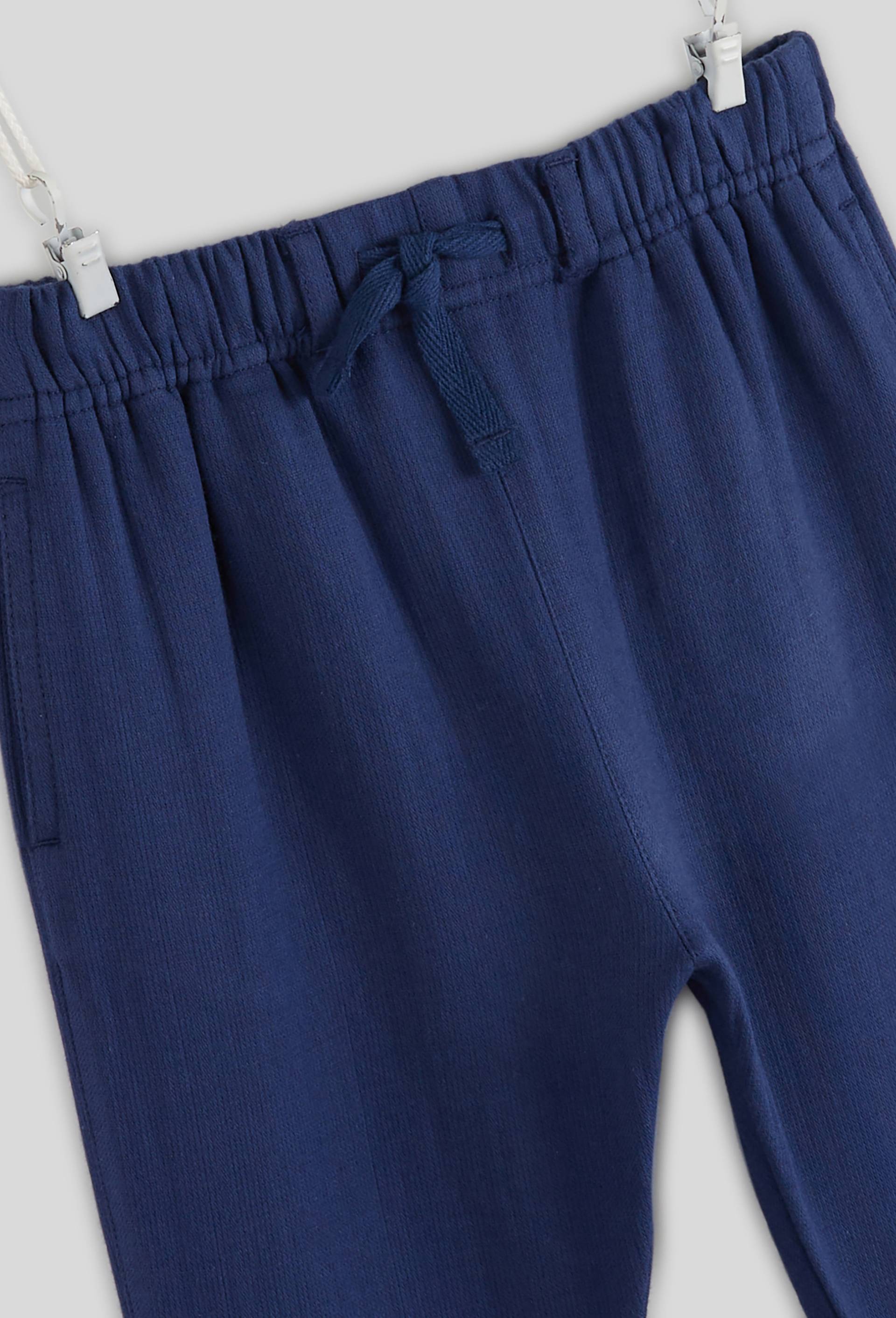 Pantalon taille élastique uni en gaze de coton BIO GOTS, Bleu foncé, large image number 2.0