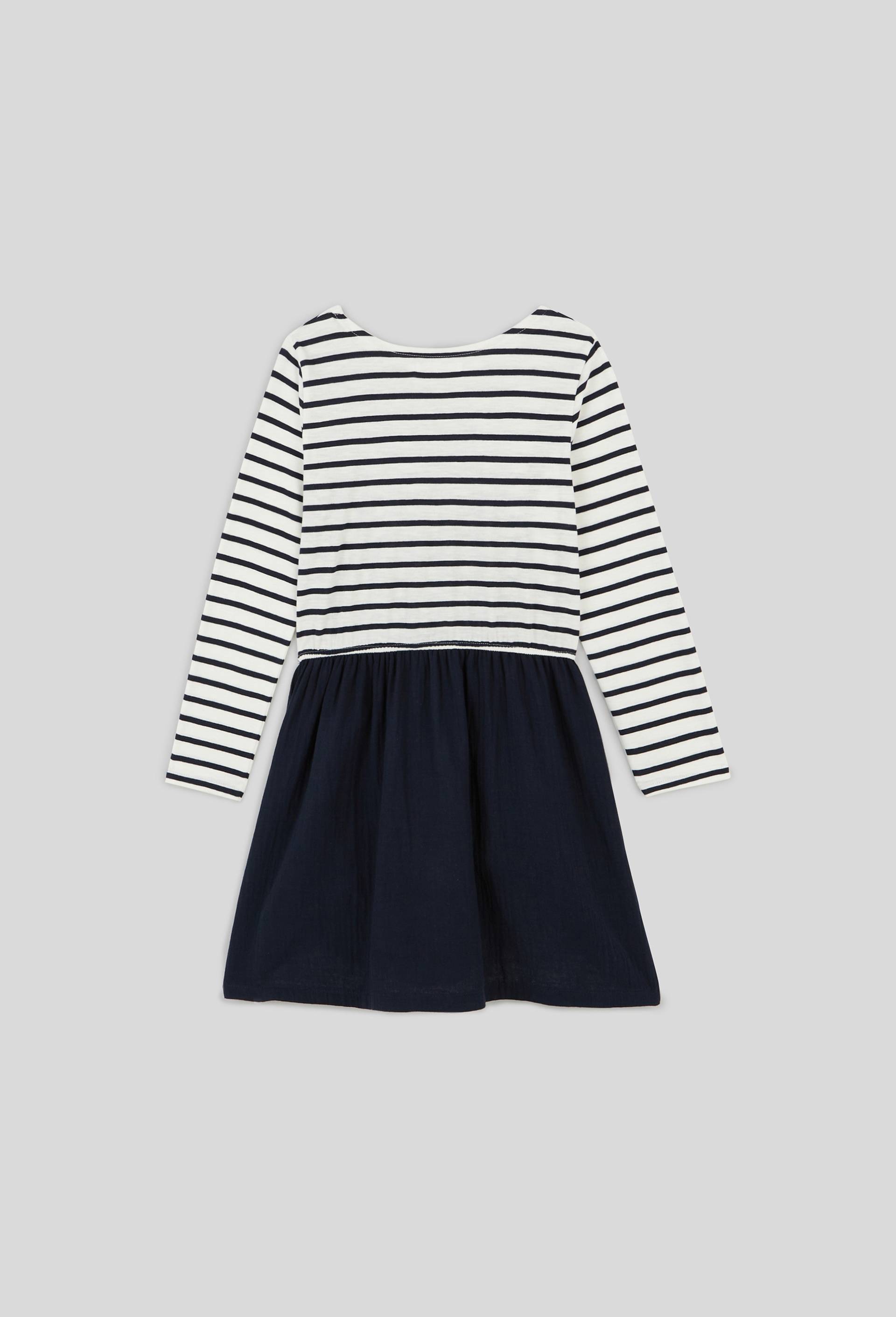 Robe manches longues  bi-matière en coton BIO, certifié OEKO-TEX, Bleu foncé, large image number 1